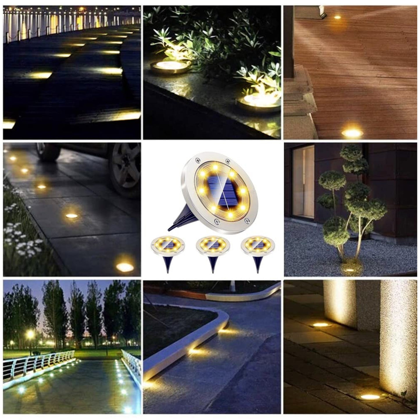 Solar Powered LED Garden Lights - Pack of 4 Waterproof Stainless Steel Pathway Lights - Happy Price - Image 4