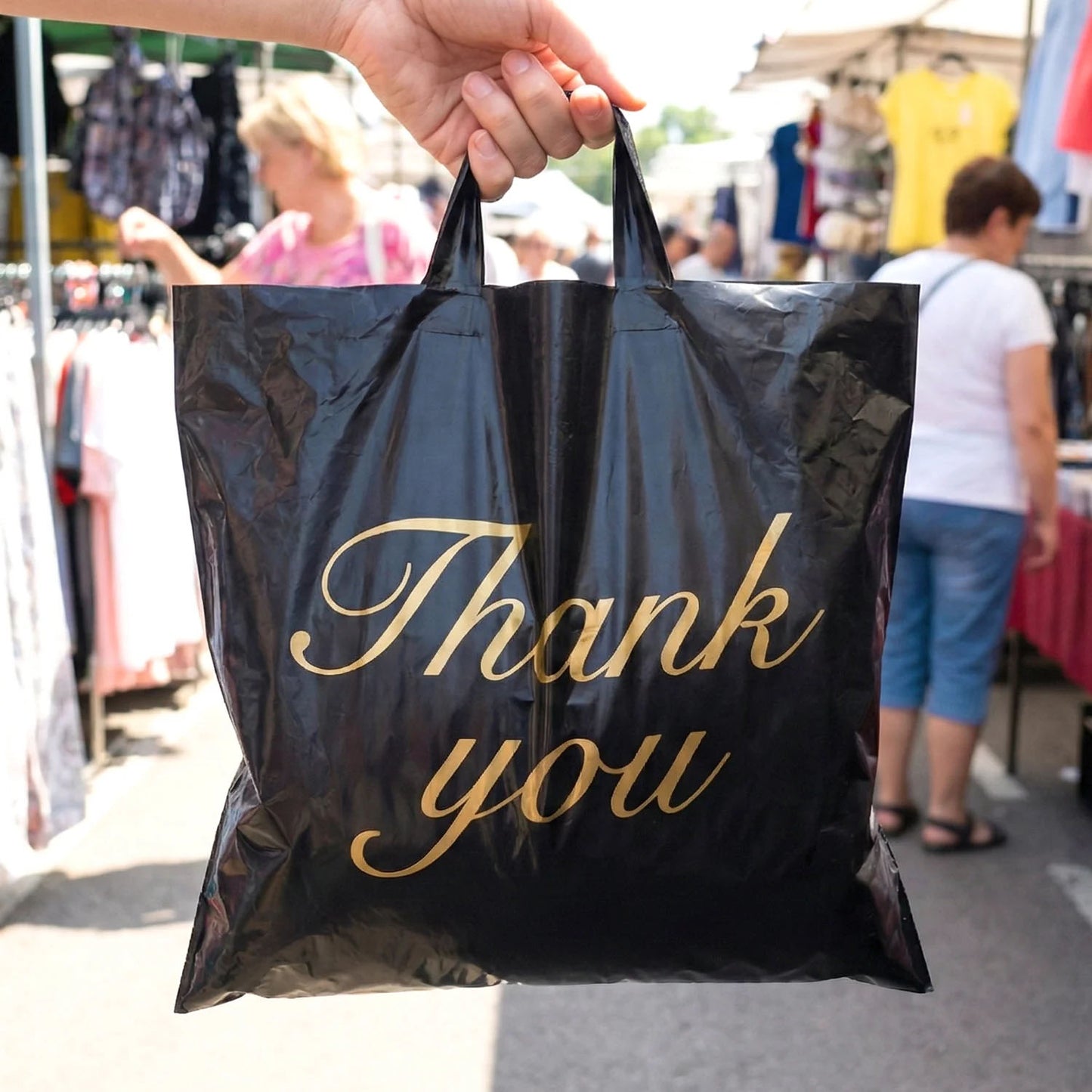 Black Thank You Printed Carry Bags - Set of 4 Mixed Sizes - Happy Price - Image 5