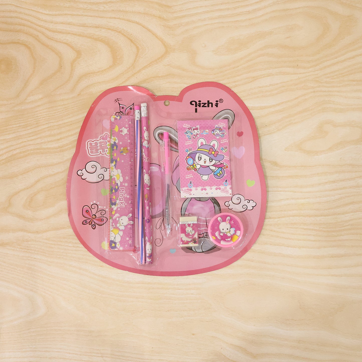 7-in-1 Cute Pink Stationery Kit for Kids - Includes Pen, Pencil, Notebook & More - Happy Price - Image 7