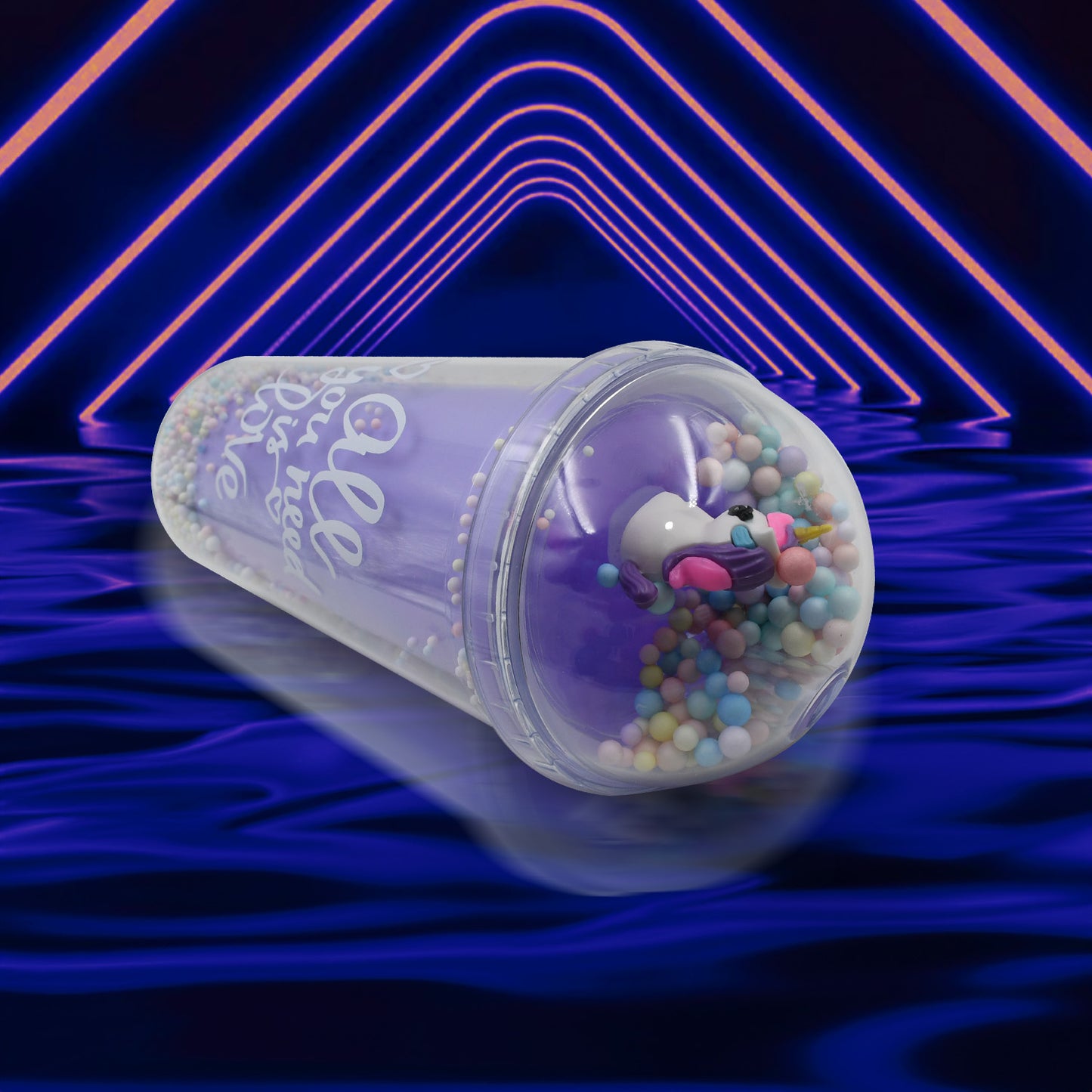 Design Printed Sipper Bottle With Toy Led Glow Light Double Wall Sipper Glass Water Bottle Sipper Bottle With Straw For Girls And Kids For Boys And Girls Schooltuitiongym (Pack Of 1) - Happy Price - Image 4