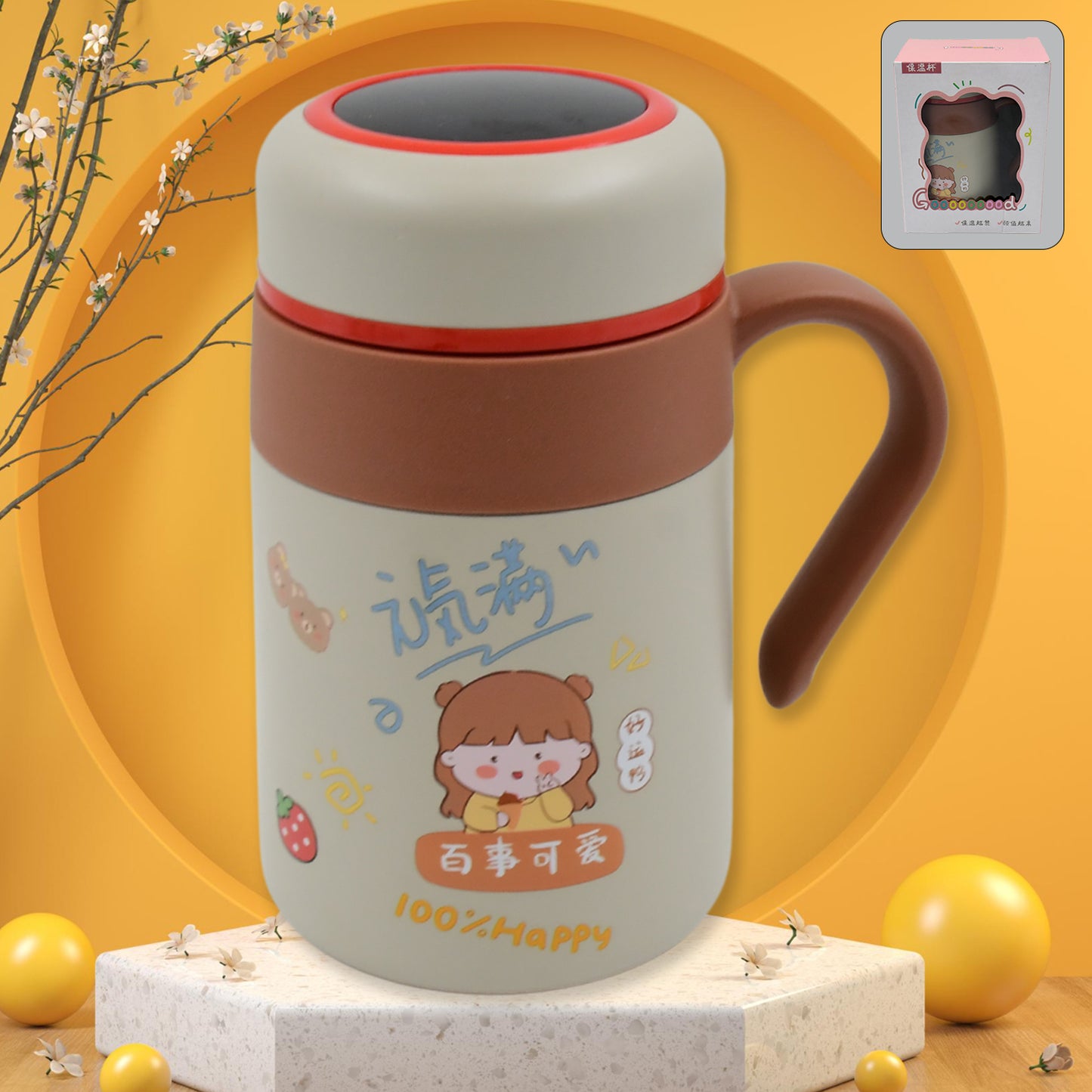 Stainless Steel Mug Bottle Vacuum Insulated Cup With Handle Small Cup (550 Ml) - Happy Price - Image 2