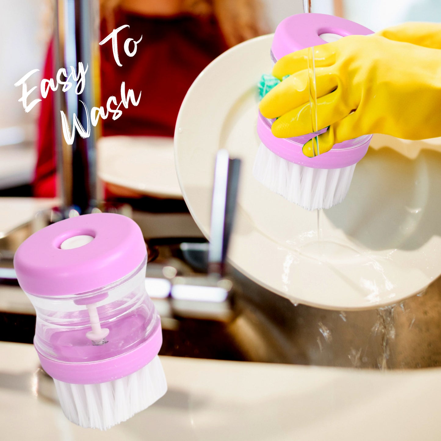 Plastic Wash Basin Brush Cleaner With Liquid Soap Dispenser (Multicolour) - Happy Price - Image 4