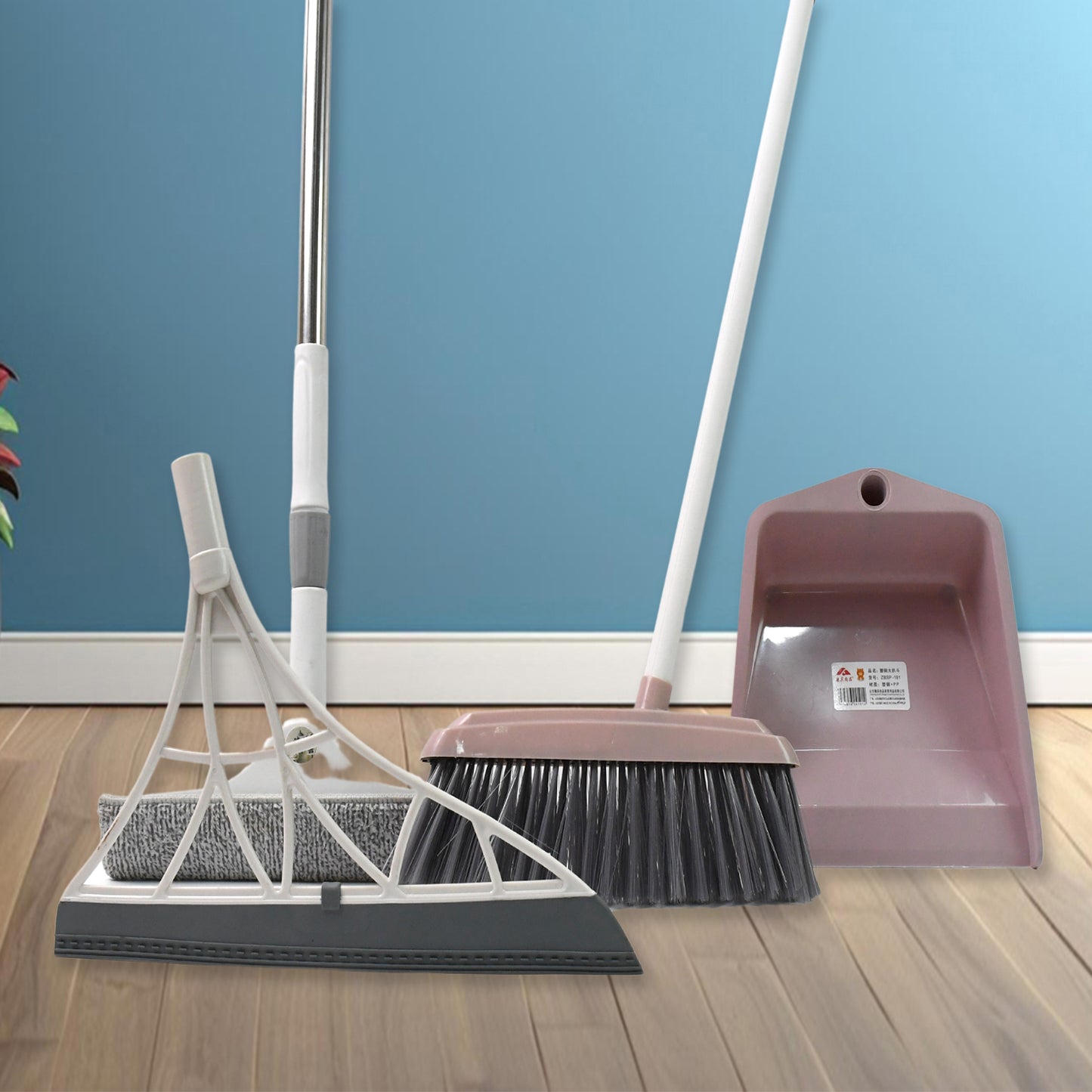Dustpan Kitchen Wiper Window Cleaning Squeegee Tool Broom Brush (4 Pcs Combo) - Happy Price - Image 3