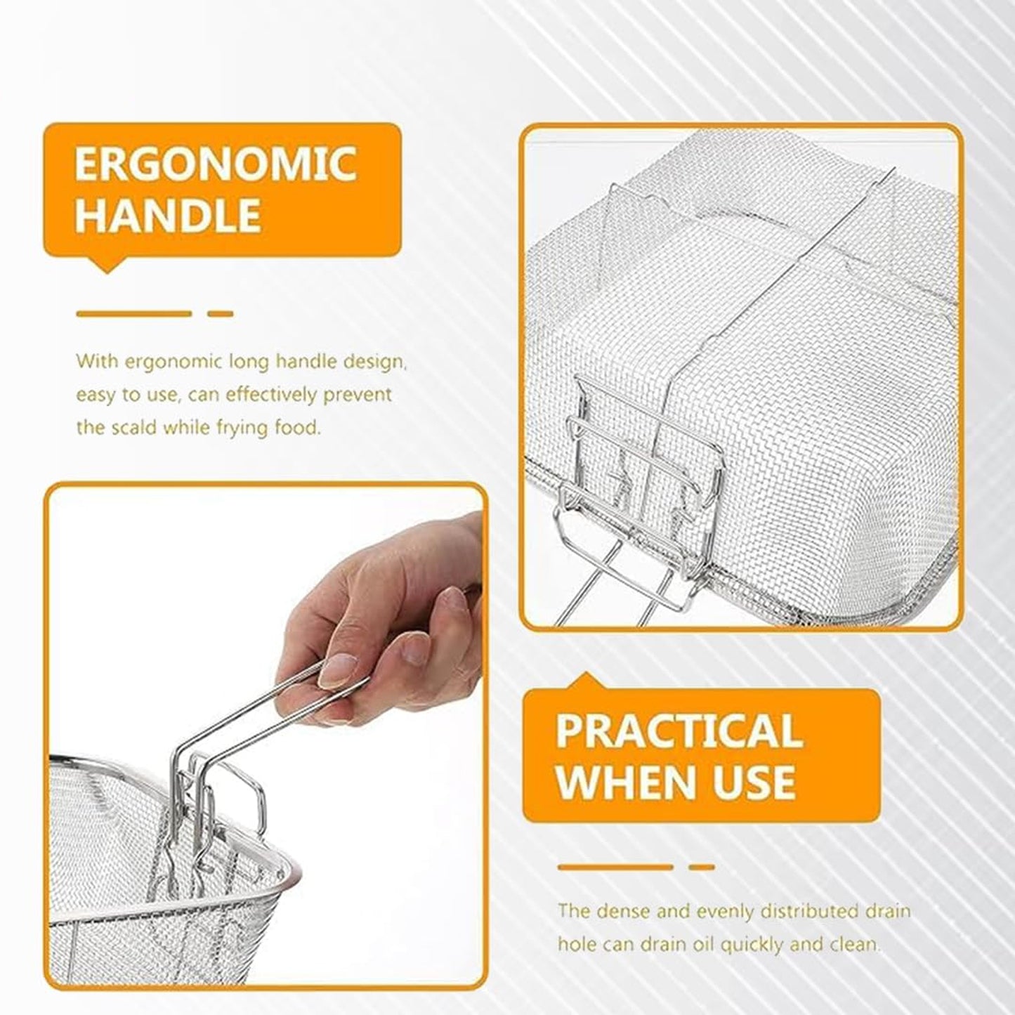 Stainless Steel Square Mesh Deep Fryer Basket with Long Handle (1 Pc) - Happy Price - Image 6