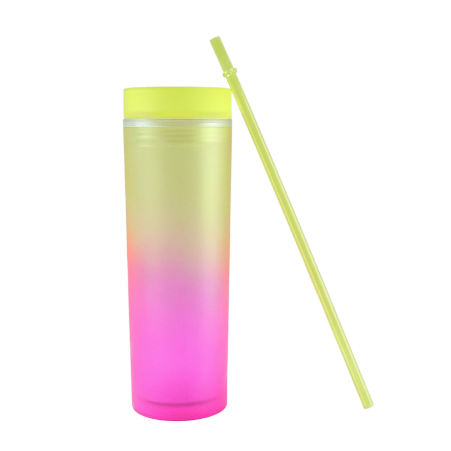 Gradient Plastic Tumbler Cup with Straw and Lid - 400 ML Approx, 1 Pc - Great Price - Image 4