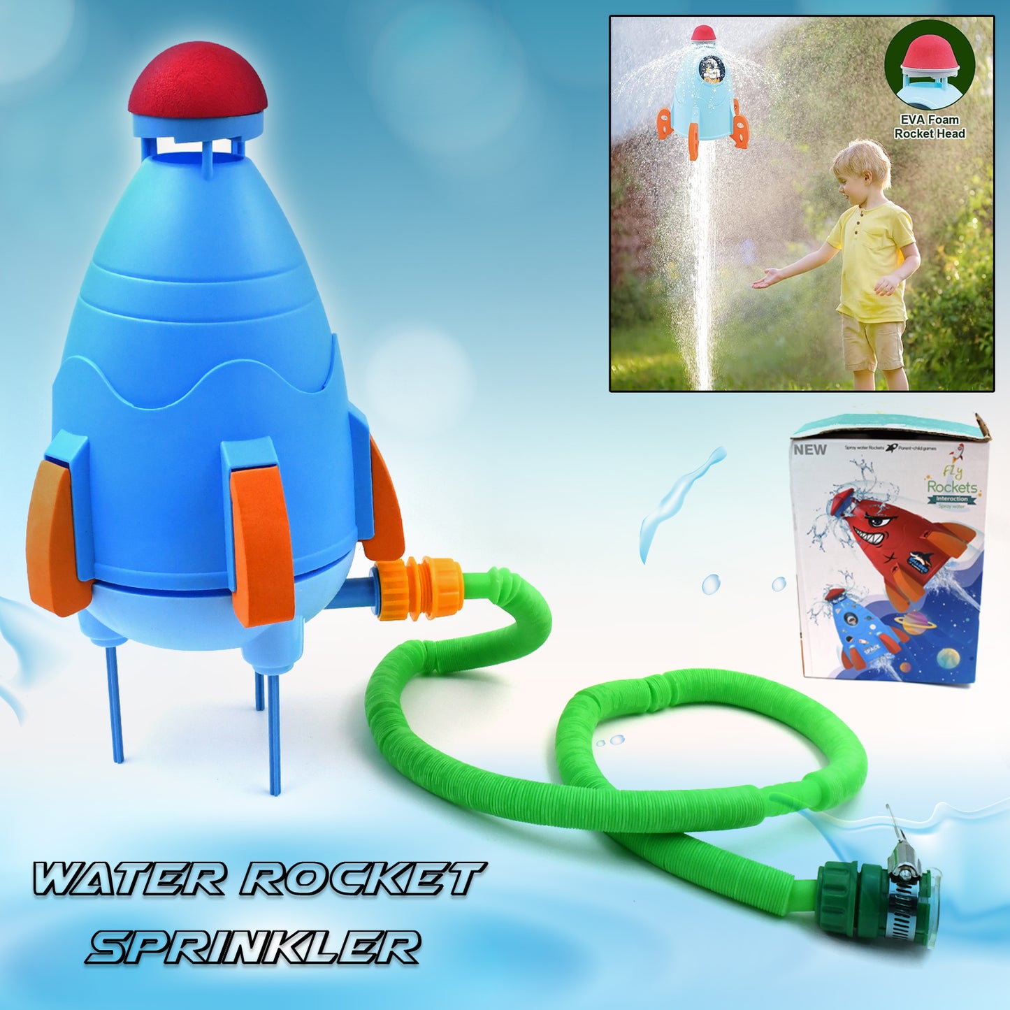 Rocket Sprinkler Launcher Toy for Kids - Summer Outdoor Water Play (1 Set) - Happy Price - Image 2
