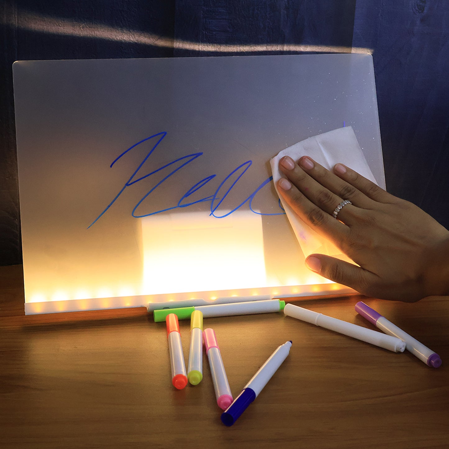 LED Illuminated Writing Board Set with Neon Markers & Stand - Reusable Message Board - Happy Price - Image 3