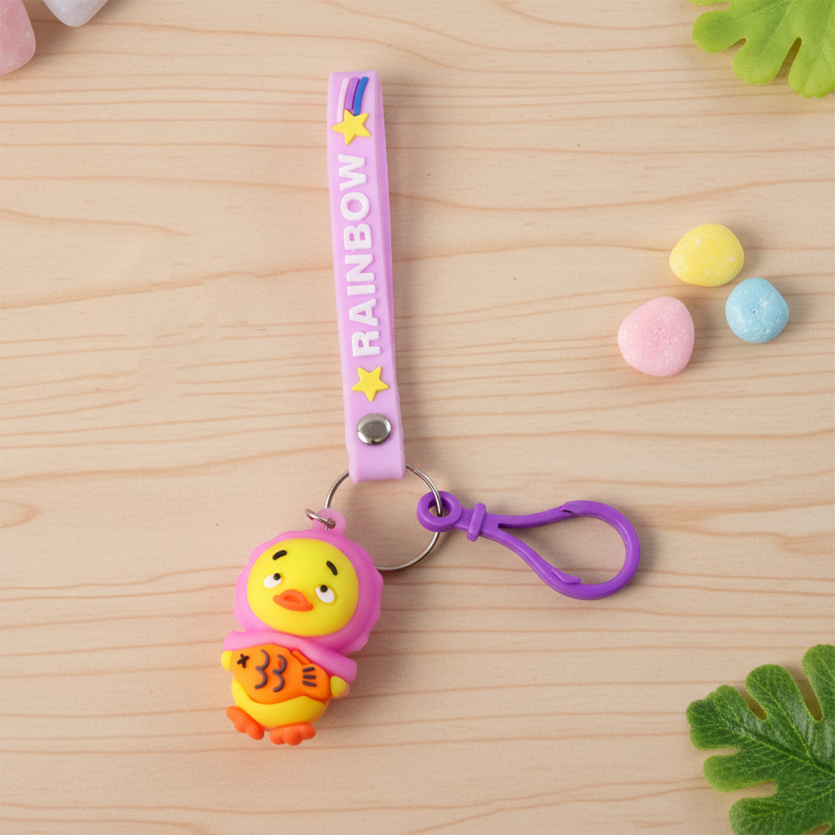 Cute Cartoon Duck Keychain with Rainbow Strap - 1 Pc - Happy Price - Image 6