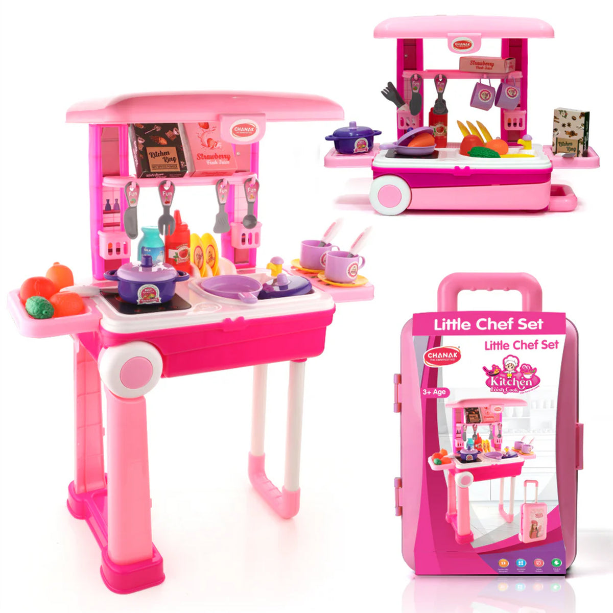 3 In 1 Kitchen Set For Kids Portable Pretend Play Toys For Kids With Suitcase (1 Set) - Happy Price - Image 4