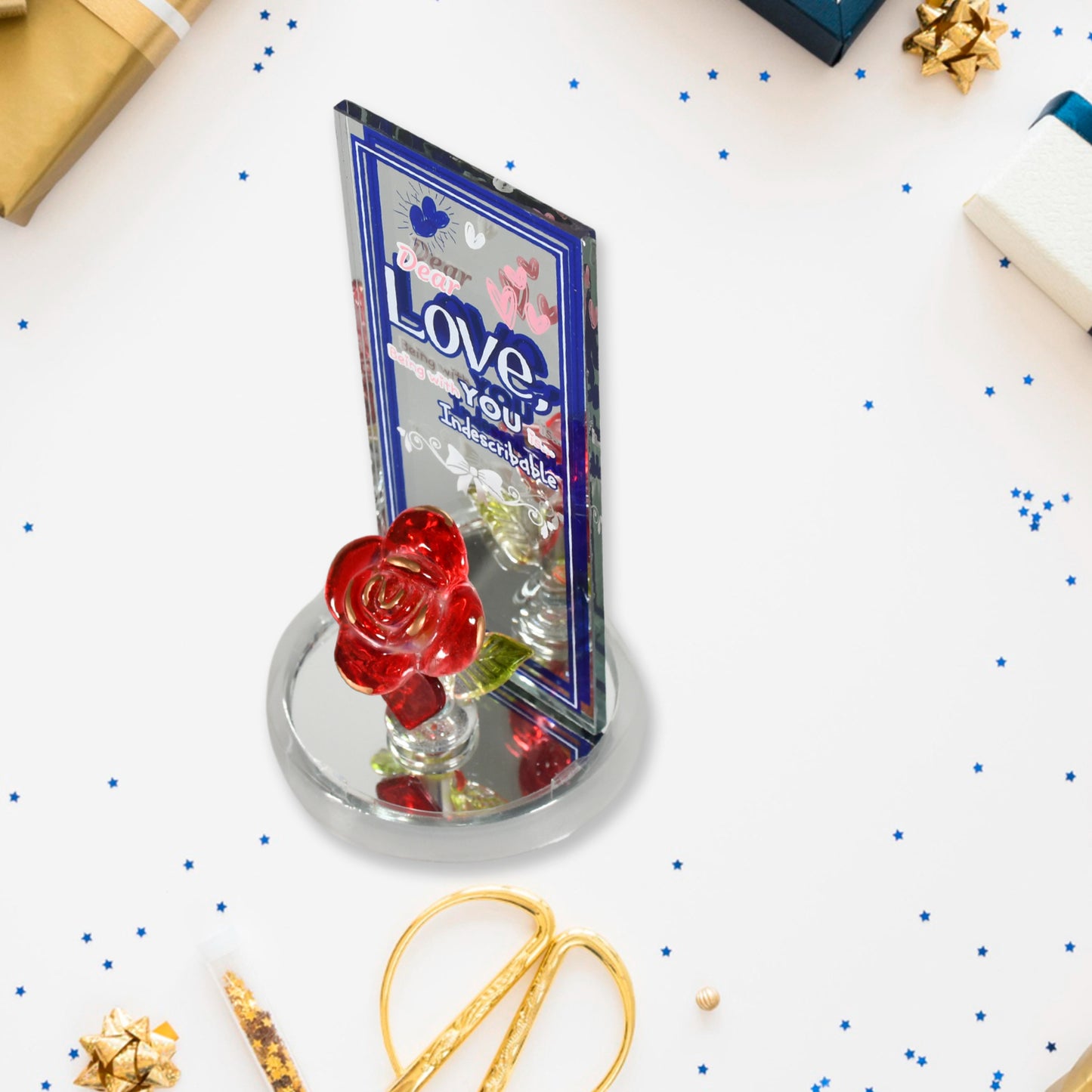 Lovely Rose Gift Showpiece Love Showpiece Valentines Day Gift Cute Anniversary Wedding Birthday Boyfriend Husband Romantic Unique Gift Set Home Decoration Gift Set (1 Pc) - Happy Price - Image 5