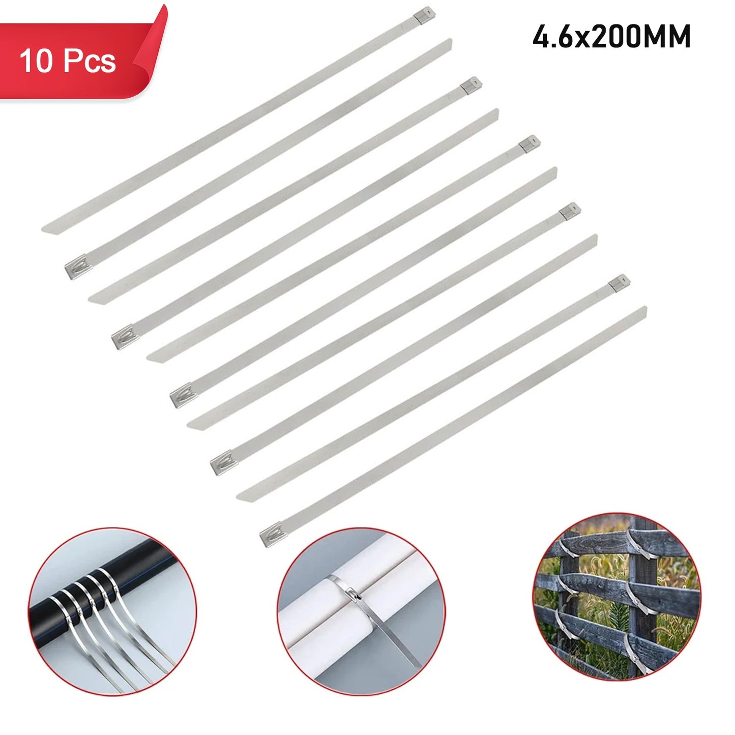 Multipurpose Stainless Steel Cable Tie (10 Pcs Set 4.6x200mm) - Happy Price - Image 3