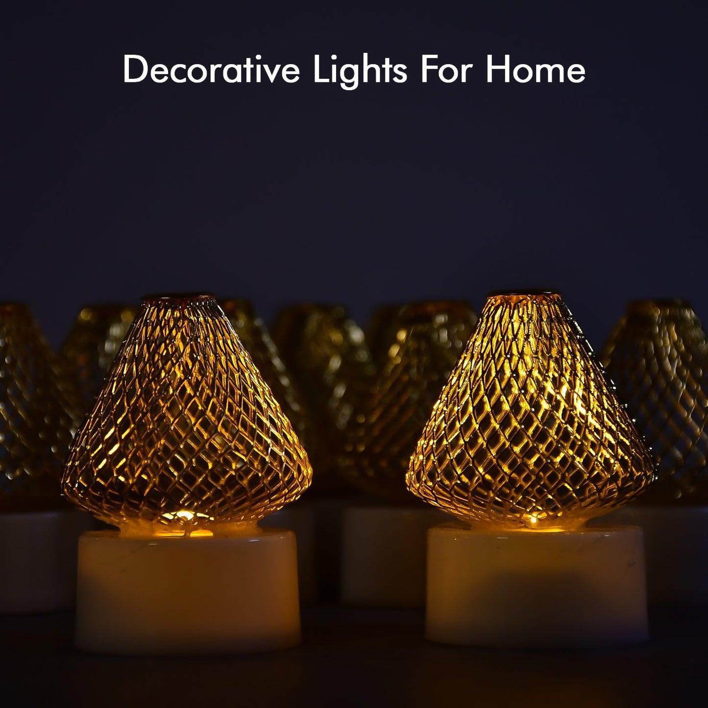 Set of 12 Golden Net Cover LED Flameless Candles - Happy Price - Image 4