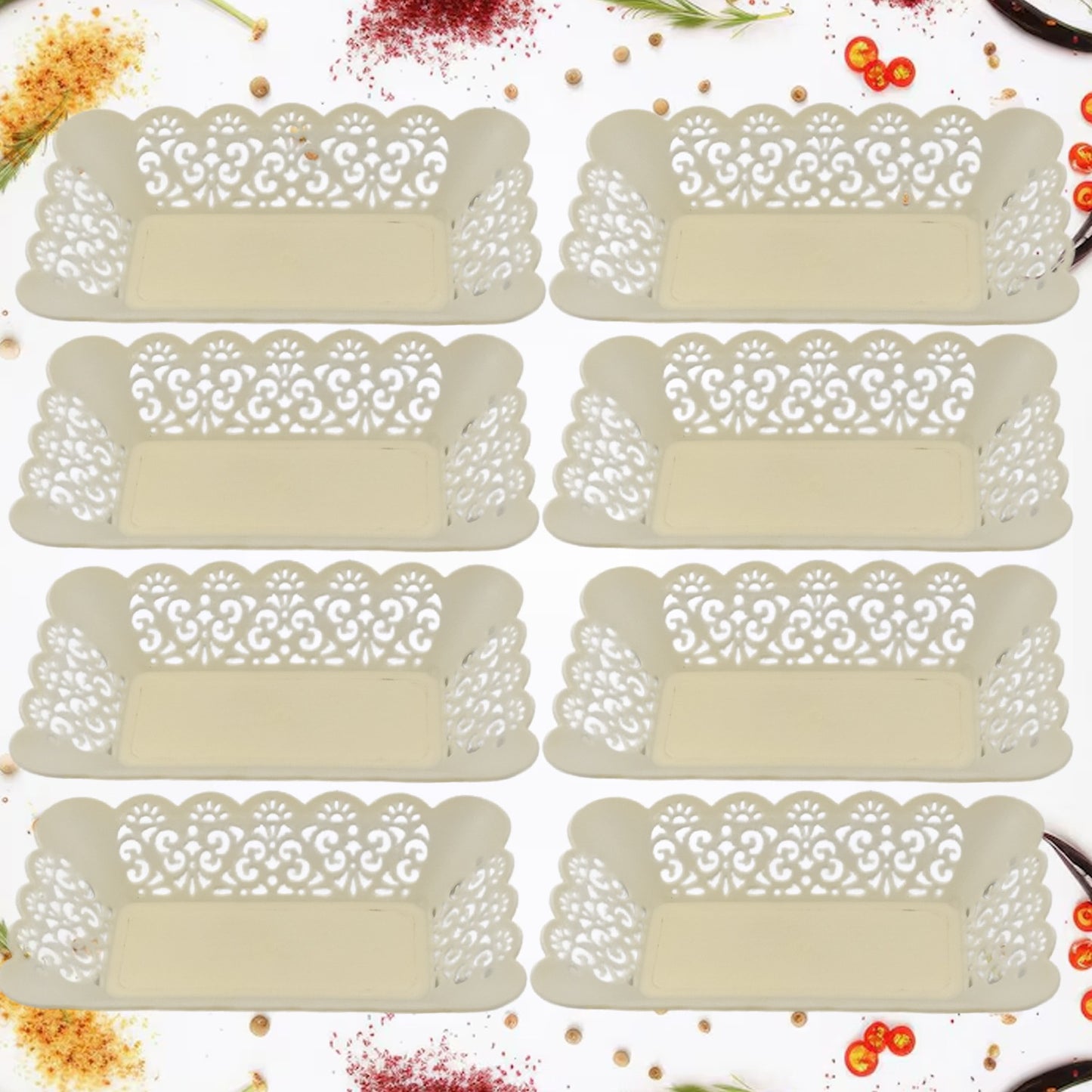 Rectangle Plastic Dinner Plate Snacks Breakfast Restaurant Serving Trays Home School Coffee Hotel Kitchen Office (8 Pcs Set) - Happy Price - Image 2