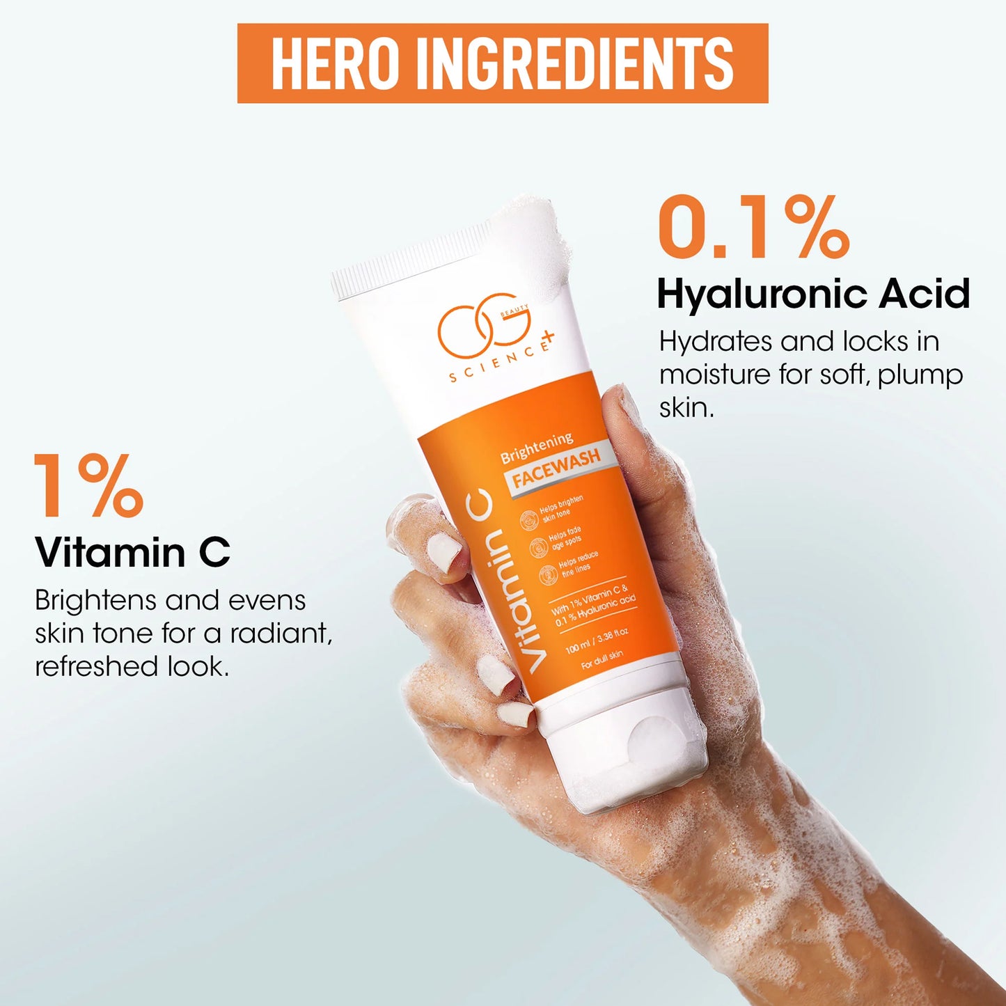 Brightening Vitamin C Facewash with Hyaluronic Acid - 100ml - Happy Price - Image 7