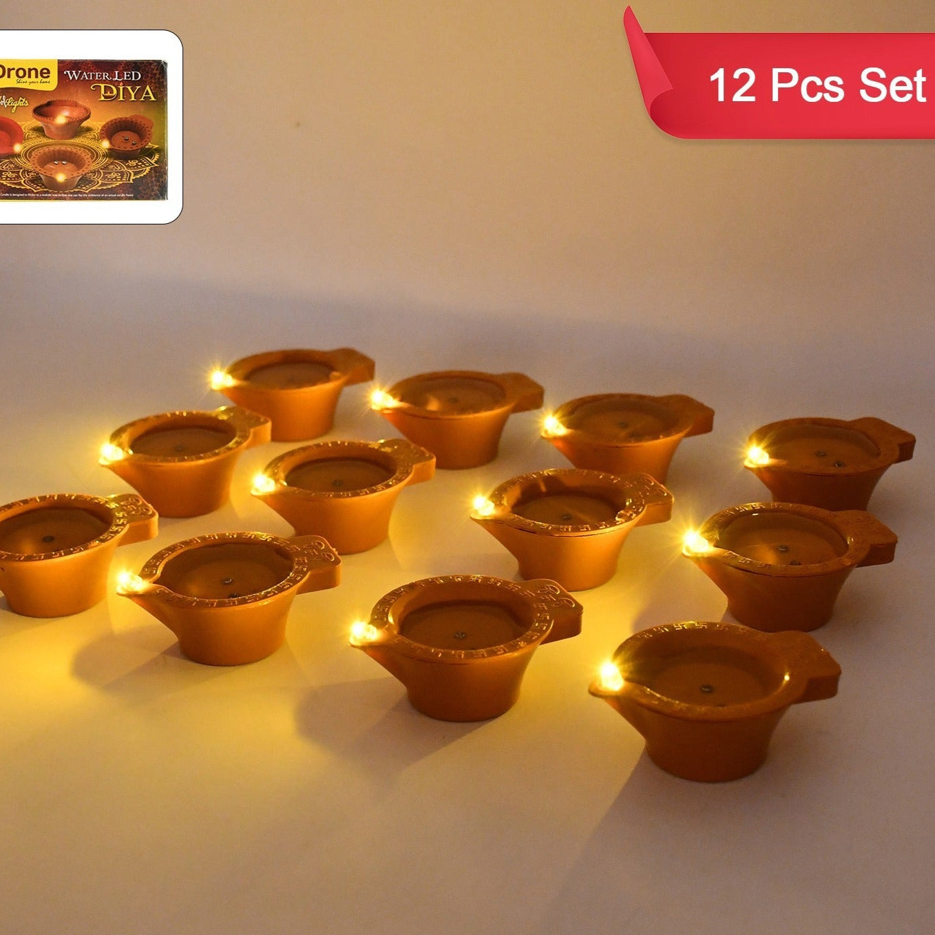 Flower Water Sensor Diyas For Diwali Decoration (12 Pcs Set) - Happy Price - Image 1