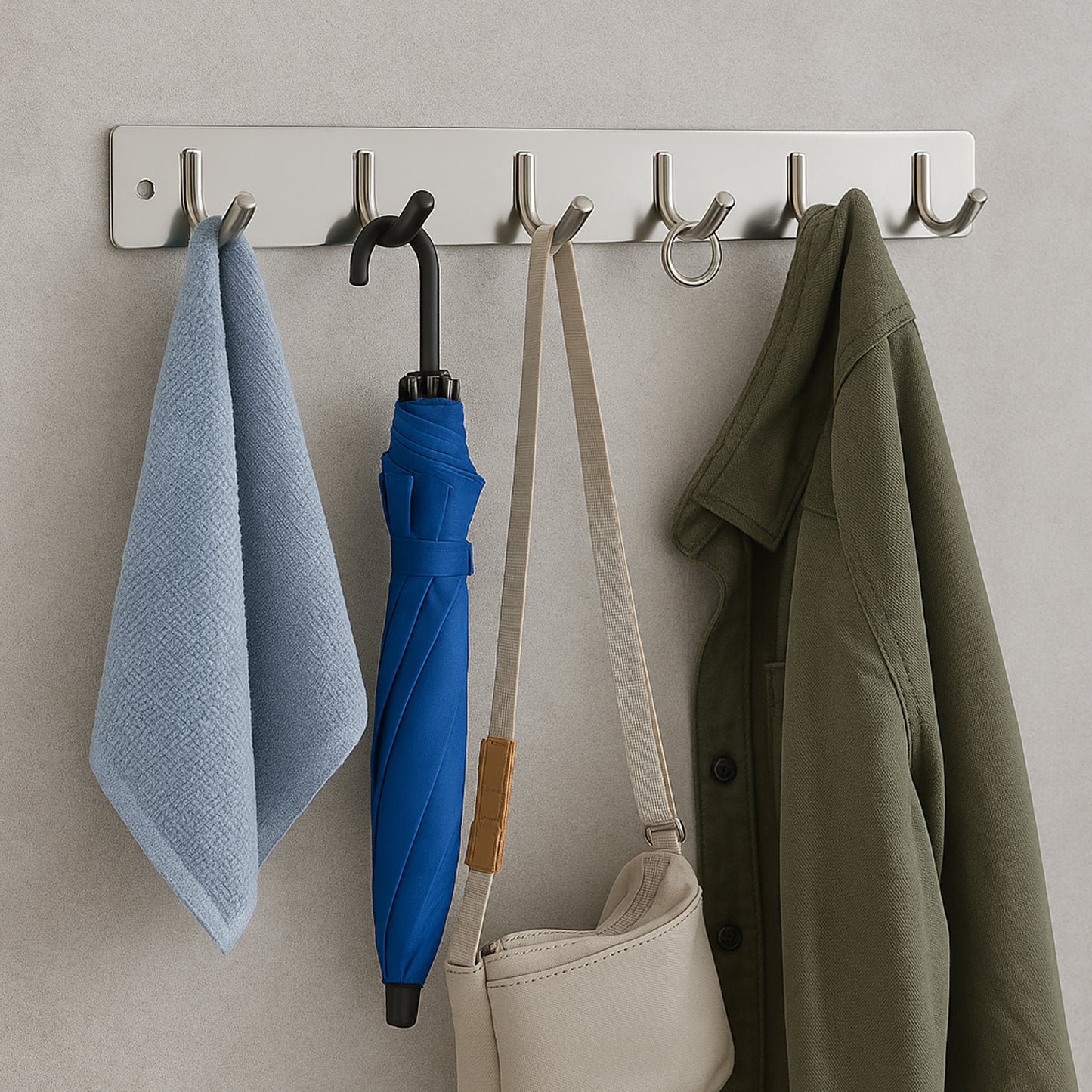 Stainless Steel Wall Mounted Coat 6 Hook Rack (32x3 1pc) - Happy Price - Image 3