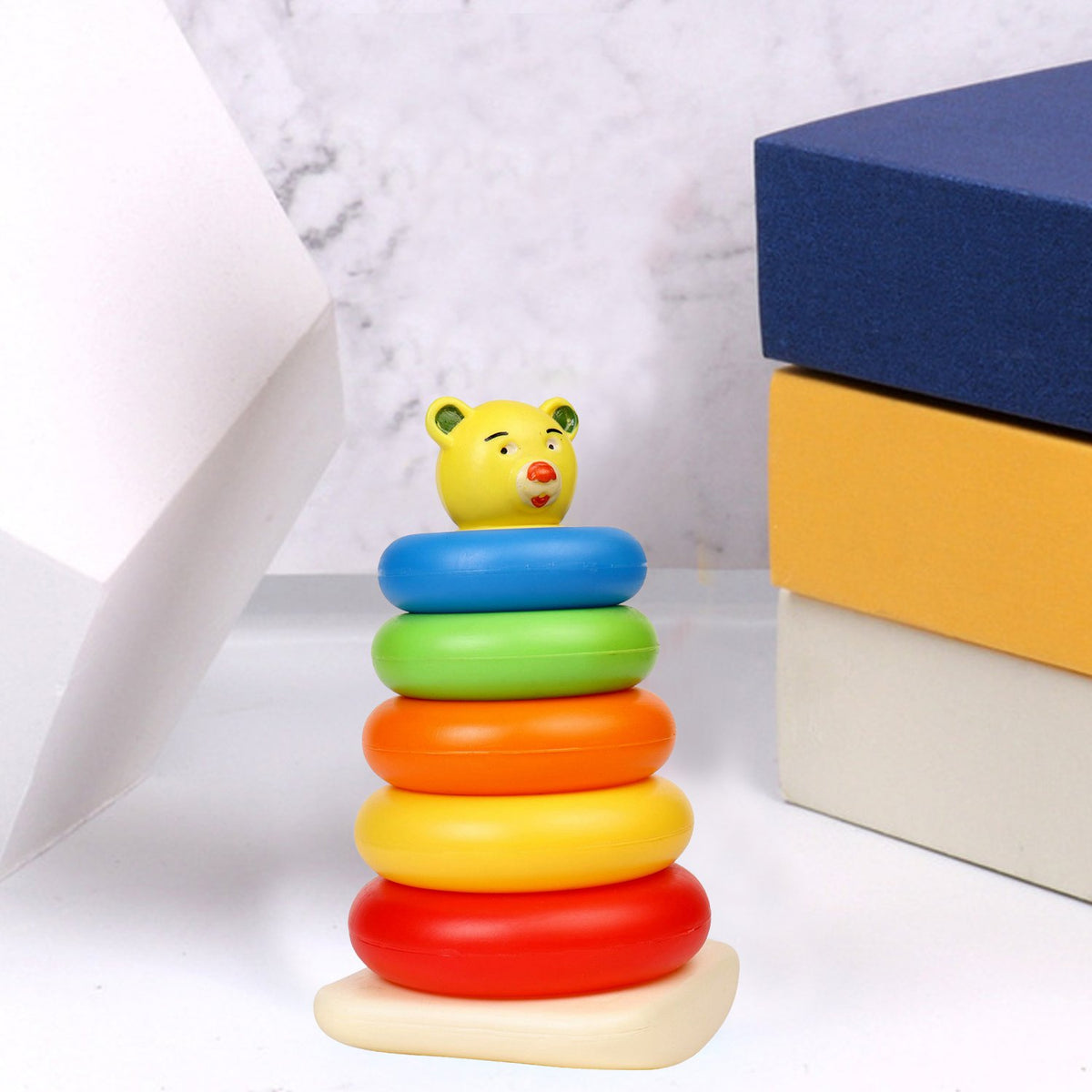 Plastic Baby Kids Teddy Stacking Ring Jumbo Stack Up Educational Toy 5pc - Happy Price - Image 2