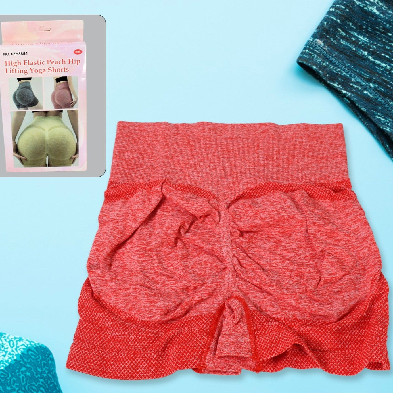 High Elastic Peach Hip Lifting Yoga Shorts Womens Running Sports High Fitness Athletic Waist Yoga Workout Yoga Pants Shorts Elastic Dress Soft Yoga Pants Shorts - Happy Price - Image 1