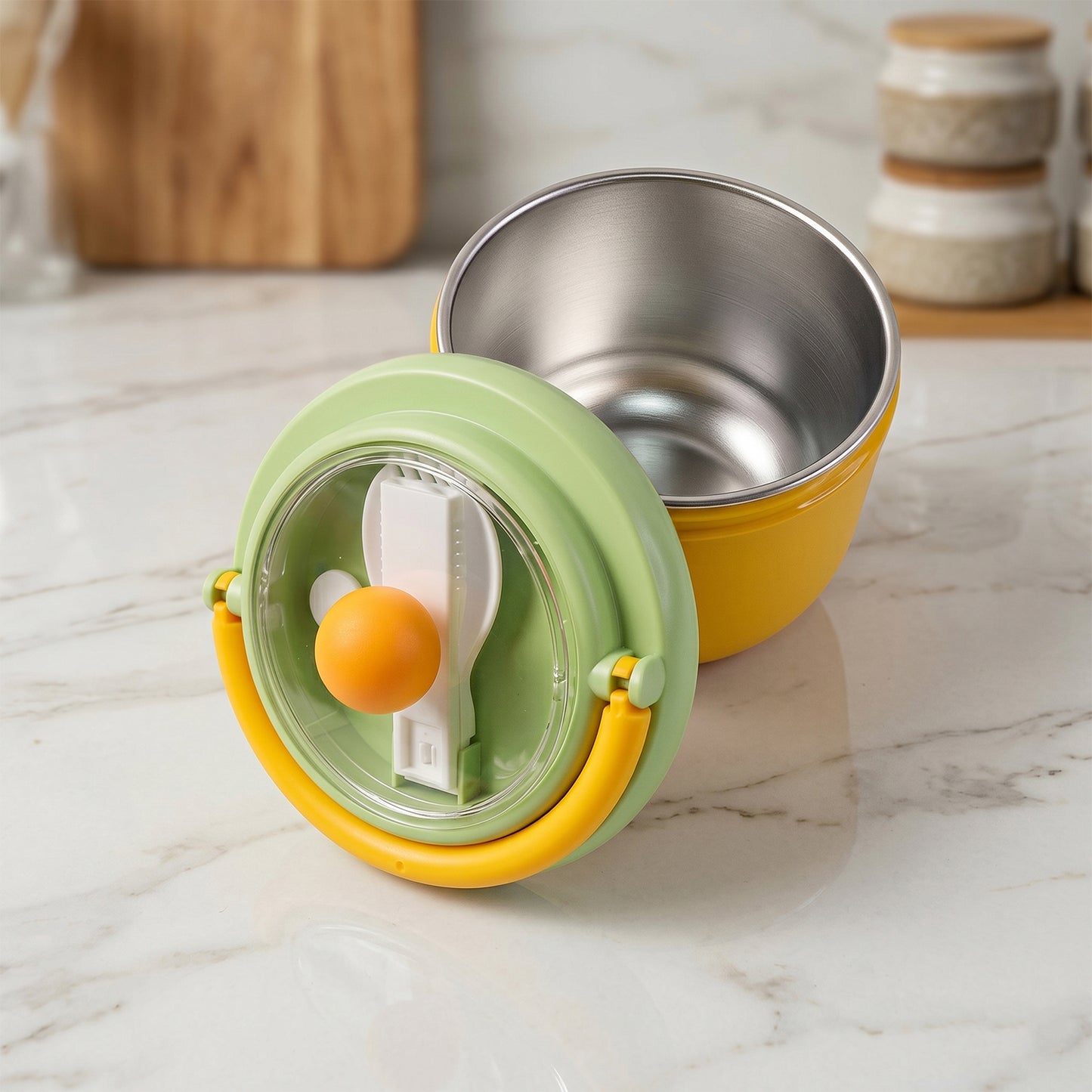 Cute Stainless Steel Lunch Box - 600 ML with Spoon - Great Price - Image 3
