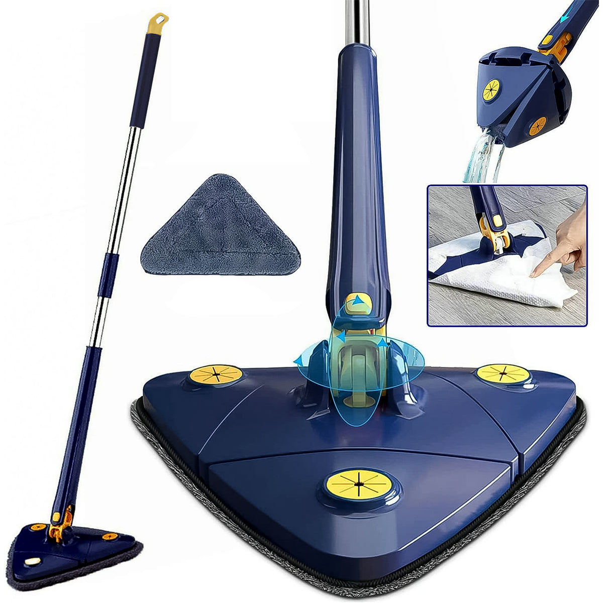 360° Rotating Triangle Mop with 113cm Long Handle - 1 Pc - Happy Price - Image 2