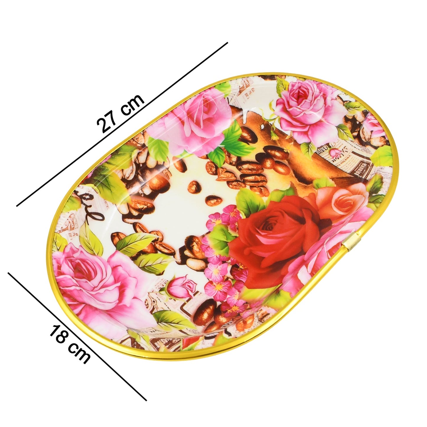 Small Plastic Flower Printed Design Serving Tray (1 Pc 27 X 18 Cm) - Happy Price - Image 4