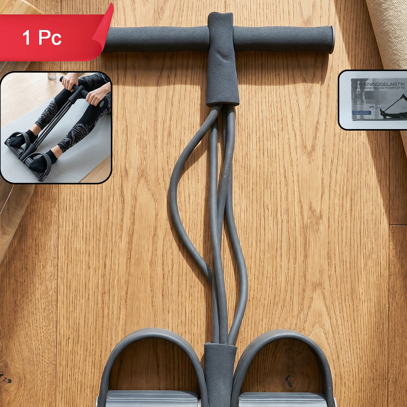 Portable Pull Rope Exerciser with Foot Pedals for Full Body Fitness (1 Pc) - Happy Price - Image 1