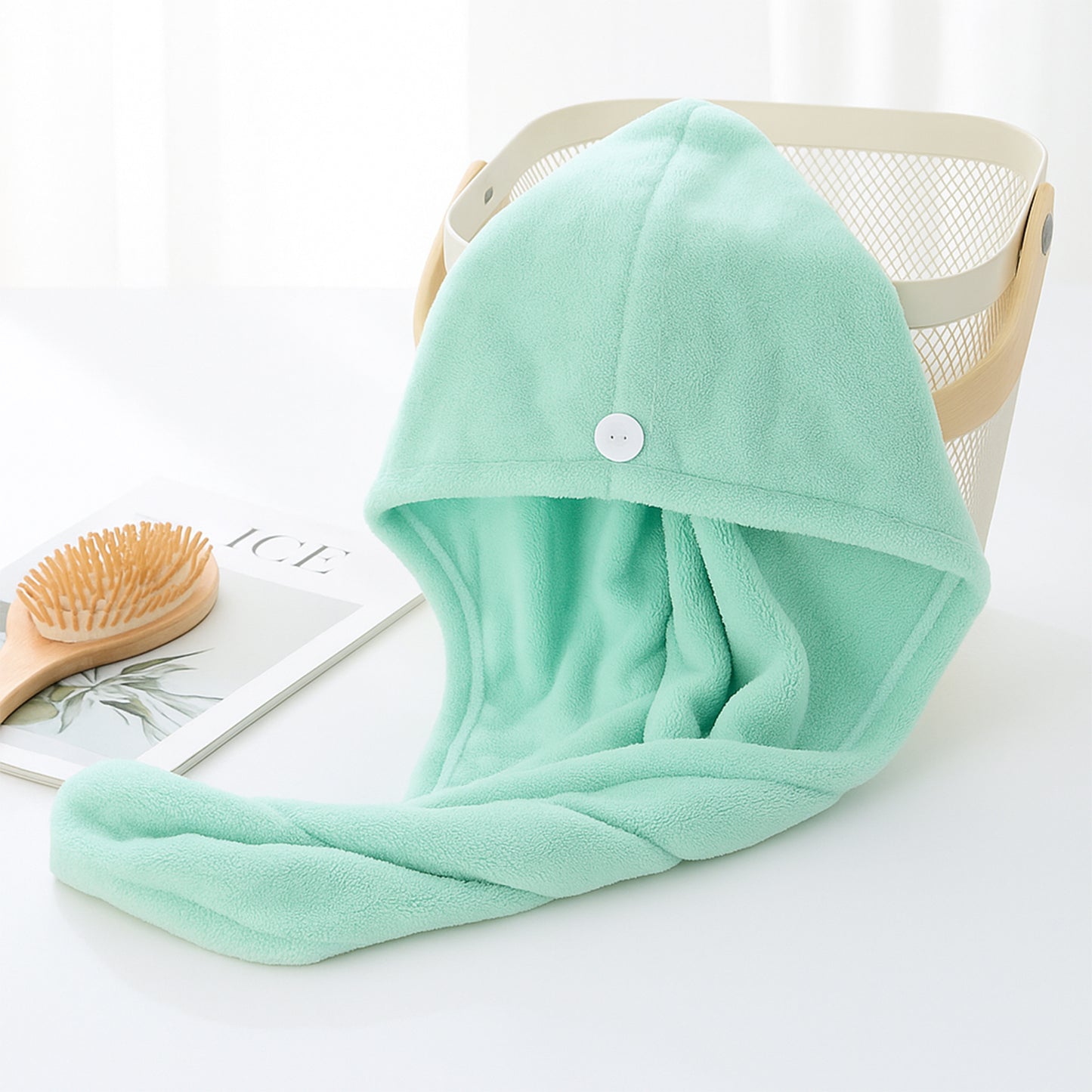 Soft Microfiber Hair Drying Towel Wrap with Button Lock (1 Pc) - Happy Price - Image 3