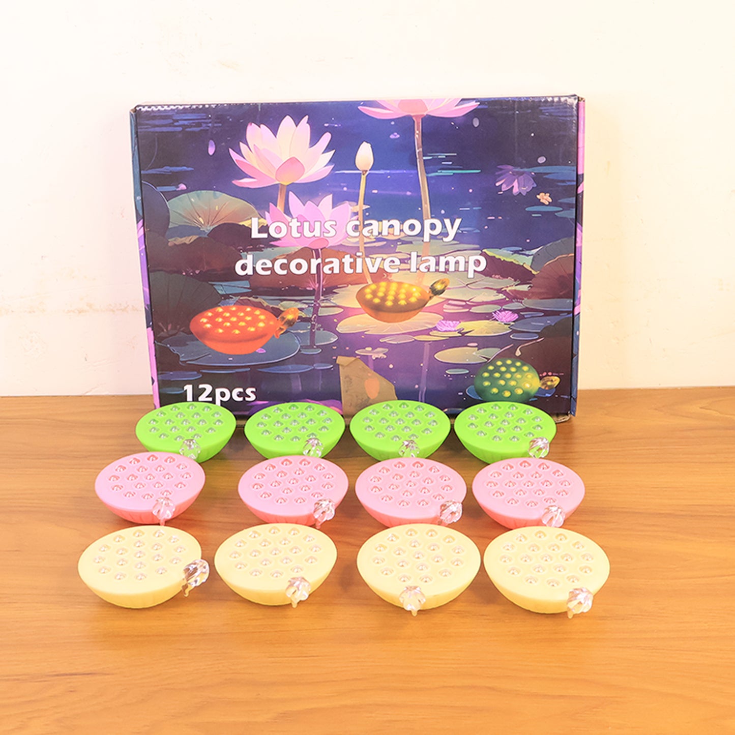Set of 12 Multicolor Lotus Canopy LED Lamps for Festive Decor - Happy Price - Image 7