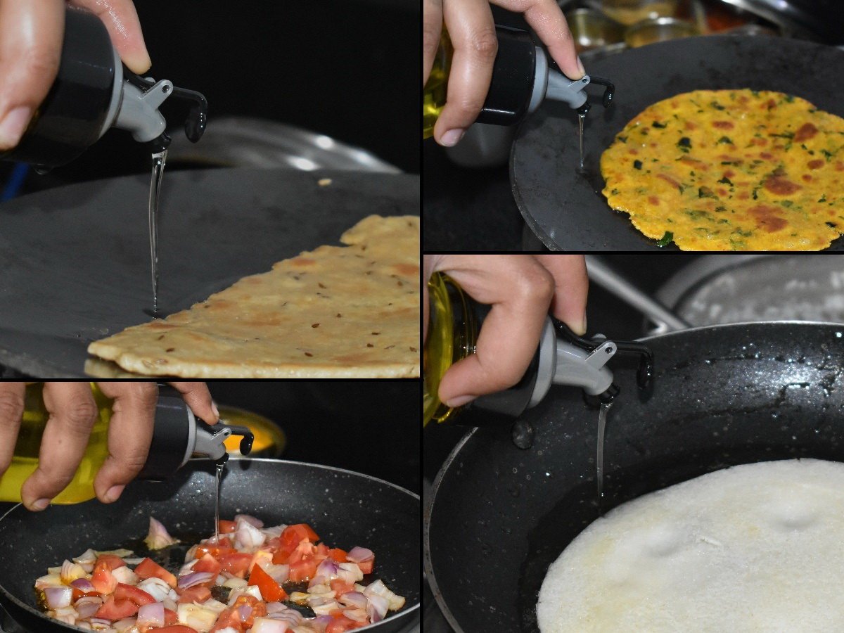 1ltr Oil Dispenserwith Lid - Clear Drip Free Spout Controlled Use - Happy Price - Image 6