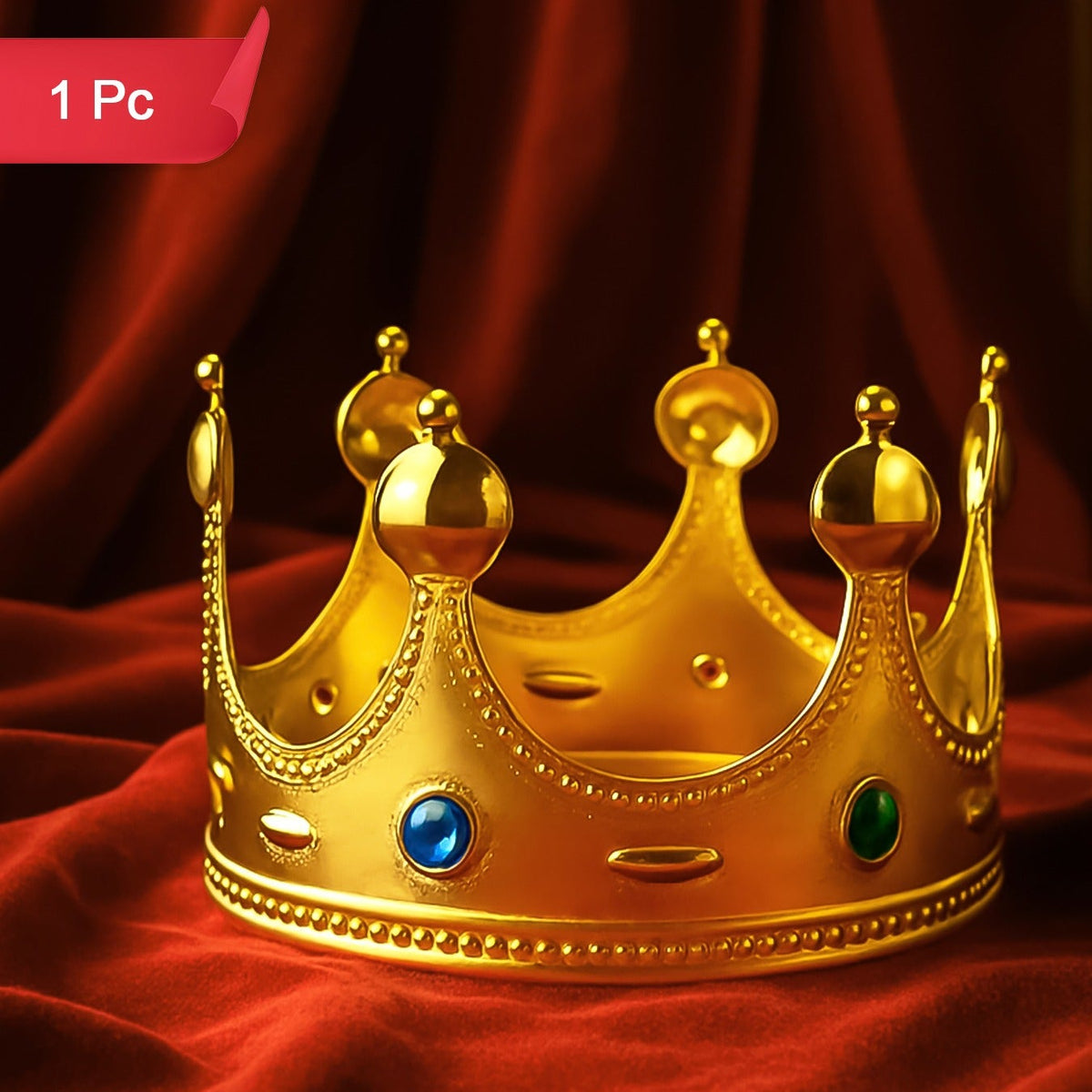 Golden Royal Crown With Colored Gems (1 Pc) - Happy Price - Image 1