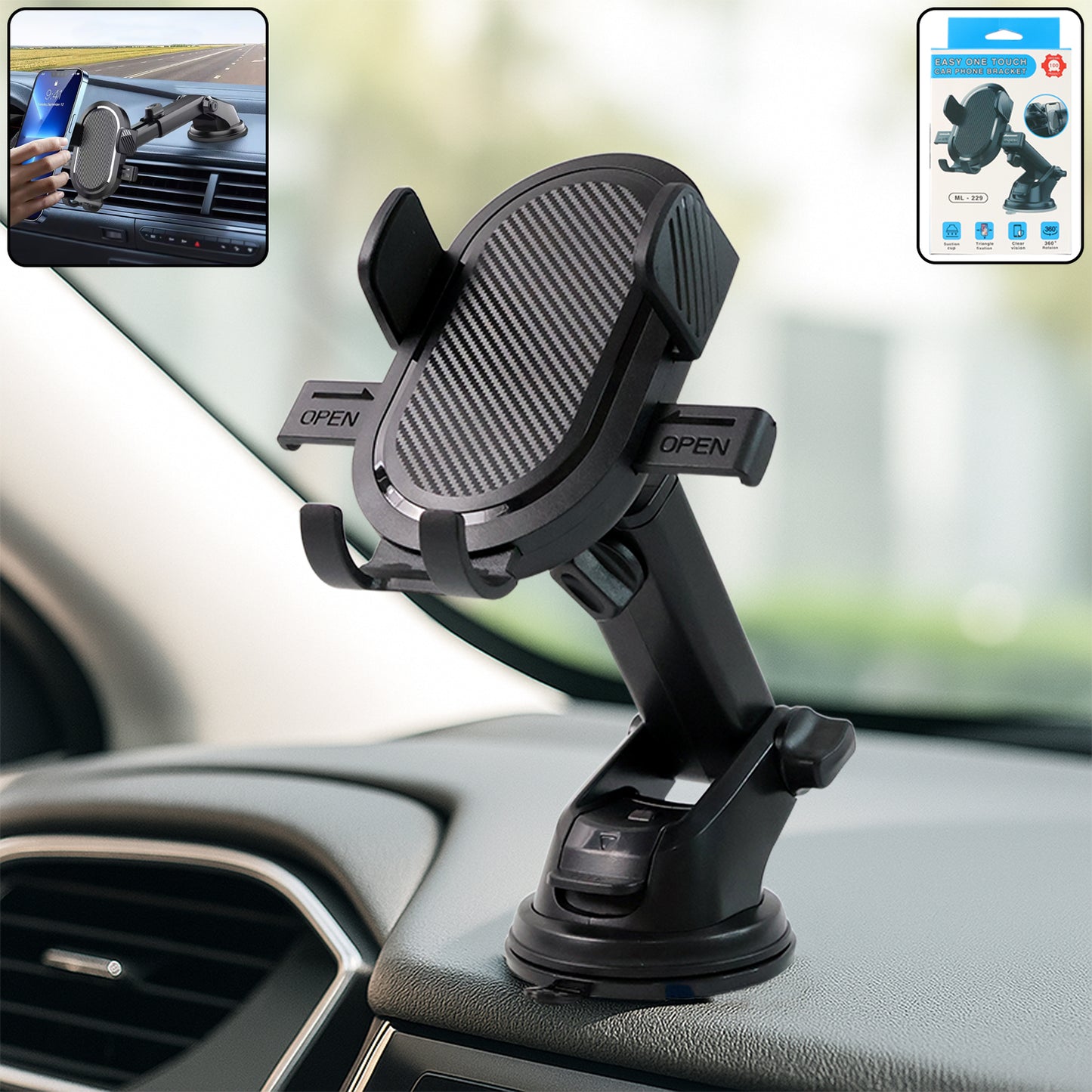 Adjustable Car Phone Mount with Suction Base - 1 Pc - Happy Price - Image 2