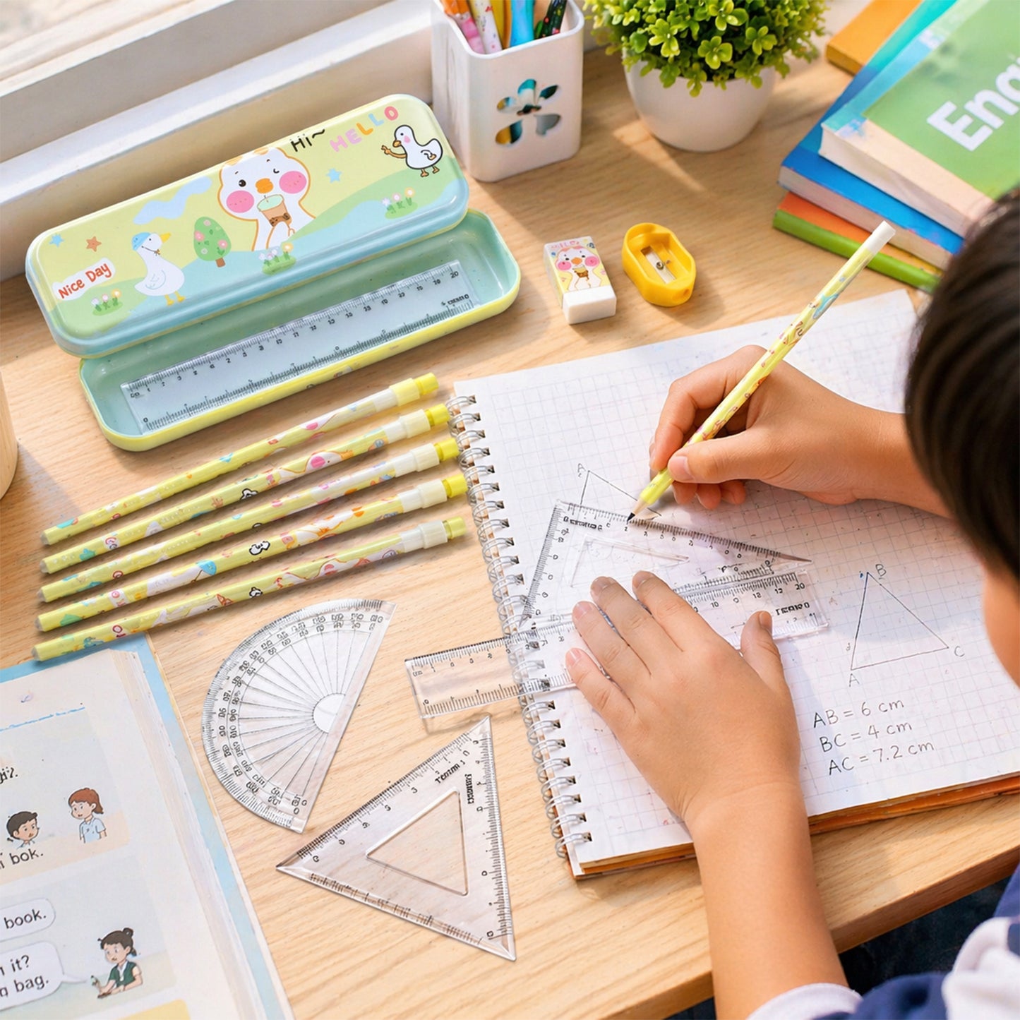 Kids Cartoon Geometry Box Stationery Set - 1 Set Complete School Kit - Great Price - Image 6