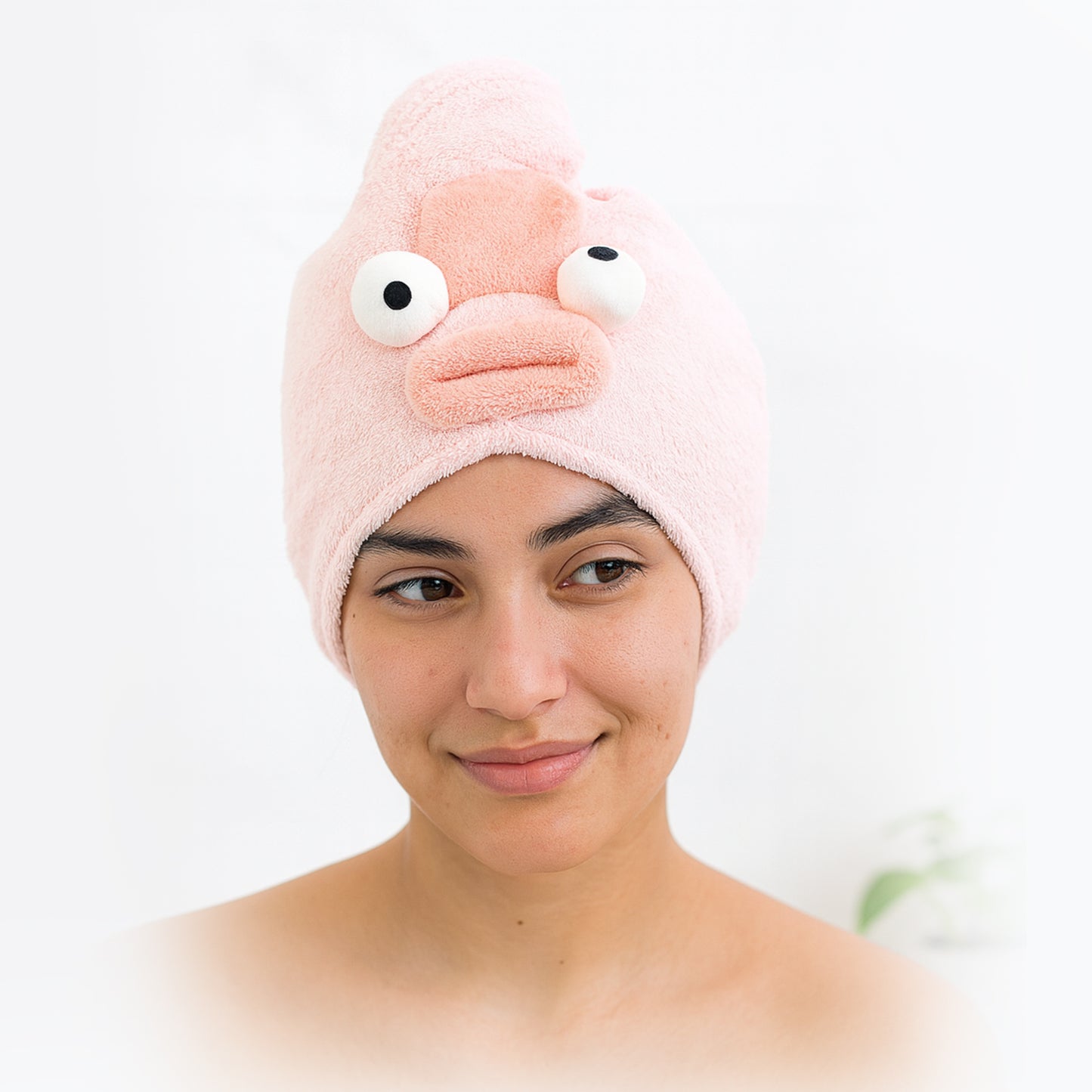 Soft Microfiber Cartoon Design Hair Drying Towel Wrap With Button Closure (1 Pc) - Happy Price - Image 4