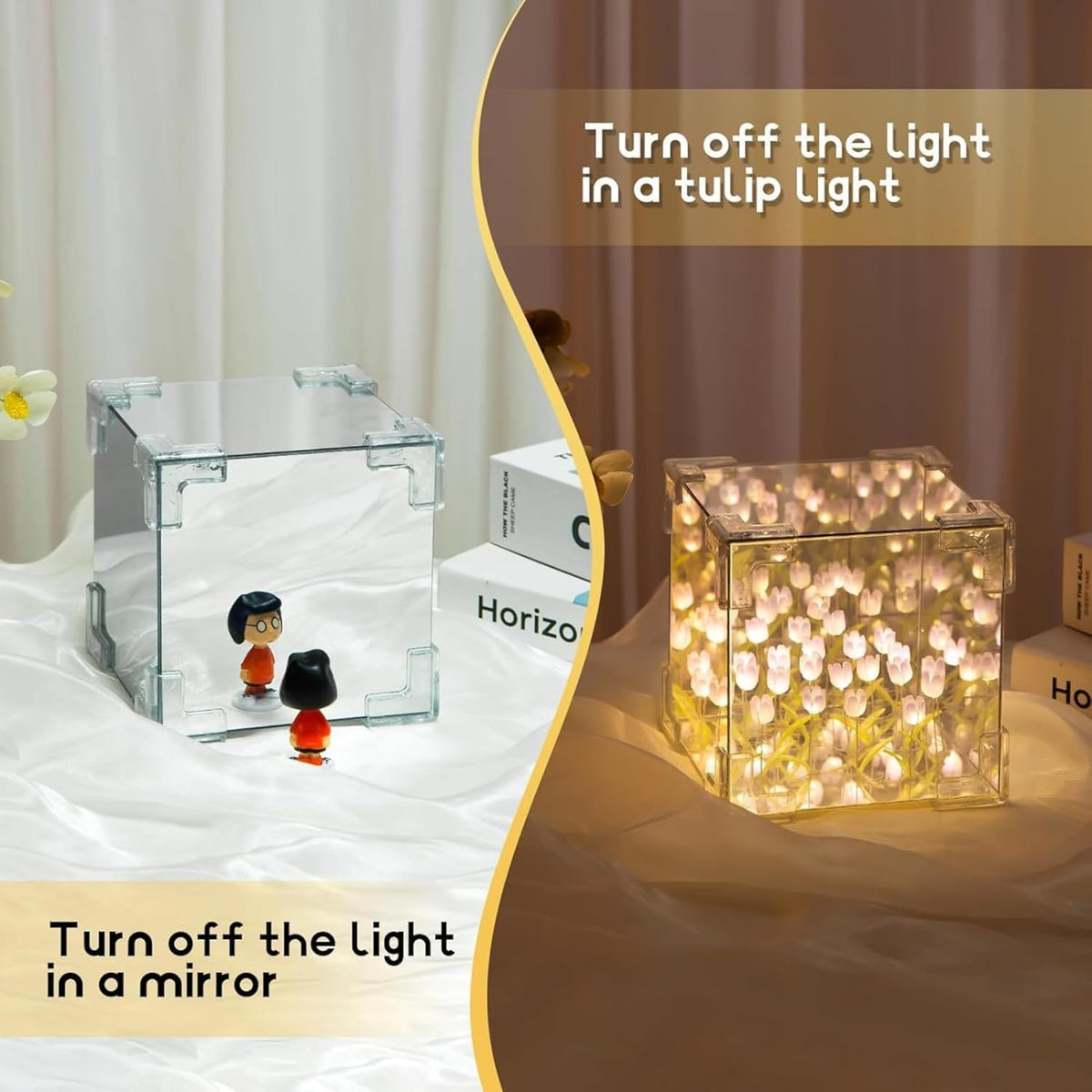 Decorative Tulip Flower LED Cube Night Lamp Set (1 Set, Mix Color) - Happy Price - Image 3