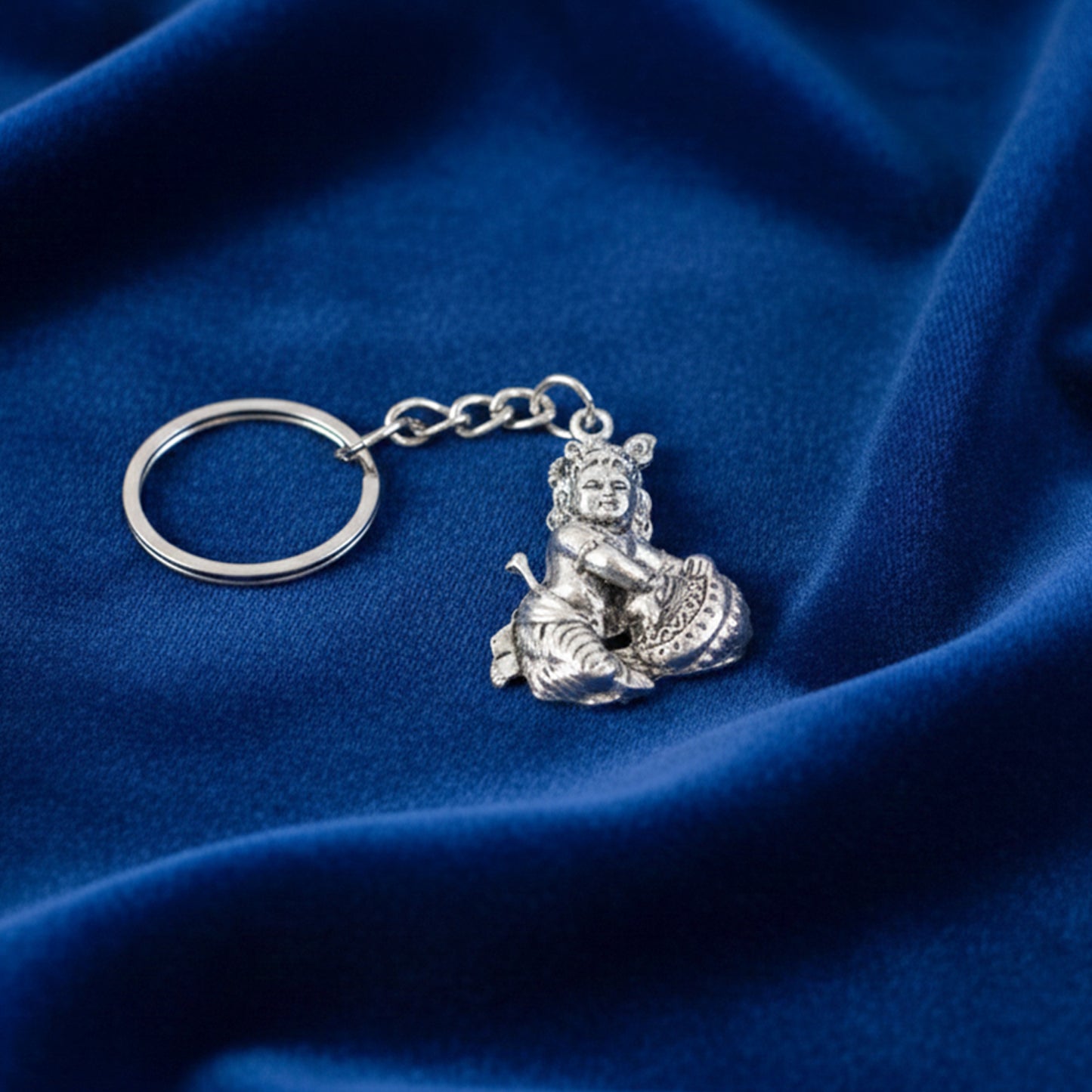 Silver Finish Bal Krishna Makhan Chor Metal Keychain (1 Pc) - Happy Price - Image 4