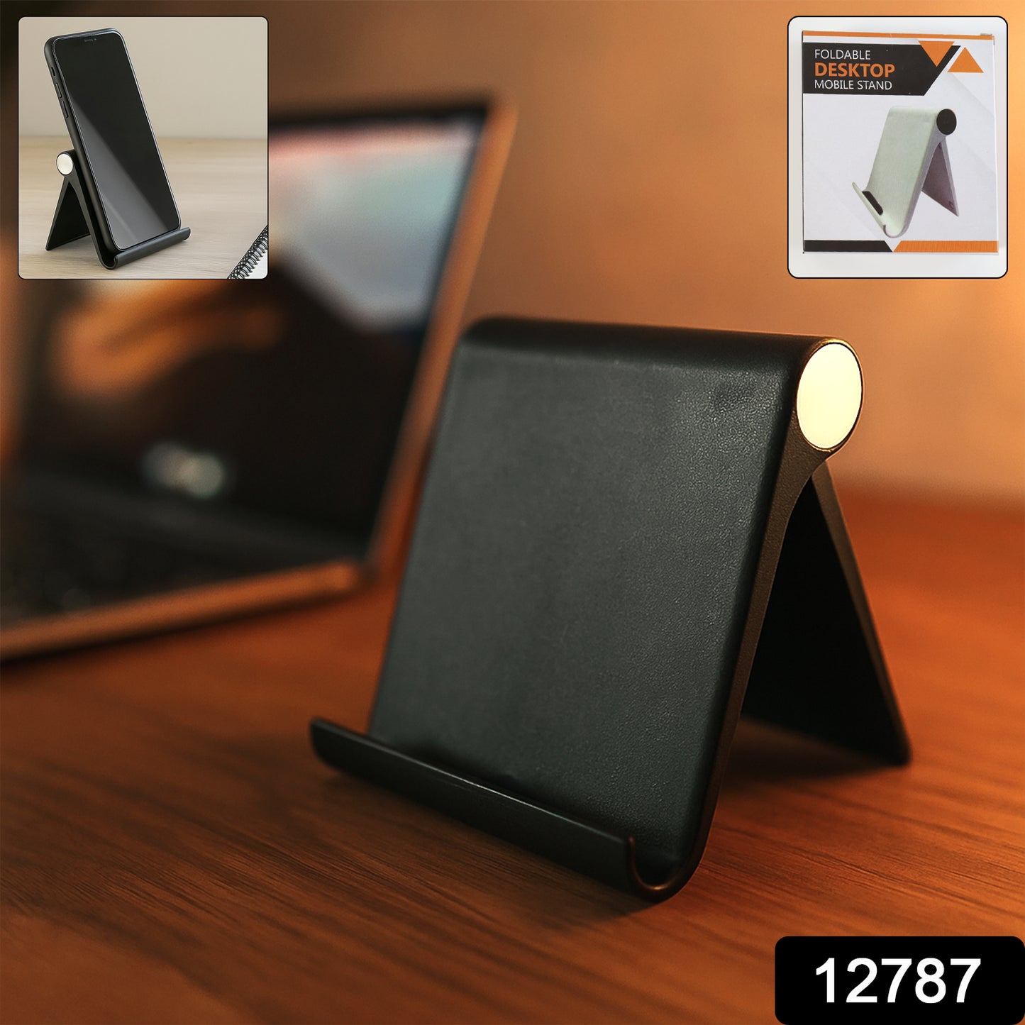 Plastic Foldable Desktop Mobile Stand (1 Pc Black)