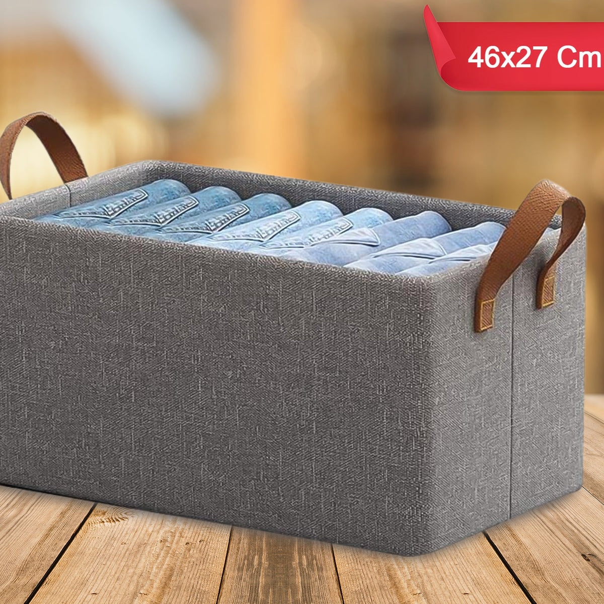 Cloth Storage Baskets Closet Storage Bins Canvas Fabric Storage Basket For Shelves Basket Organizers For Shelf Storage Bins For Clothes (4827 Cm) - Happy Price - Image 1