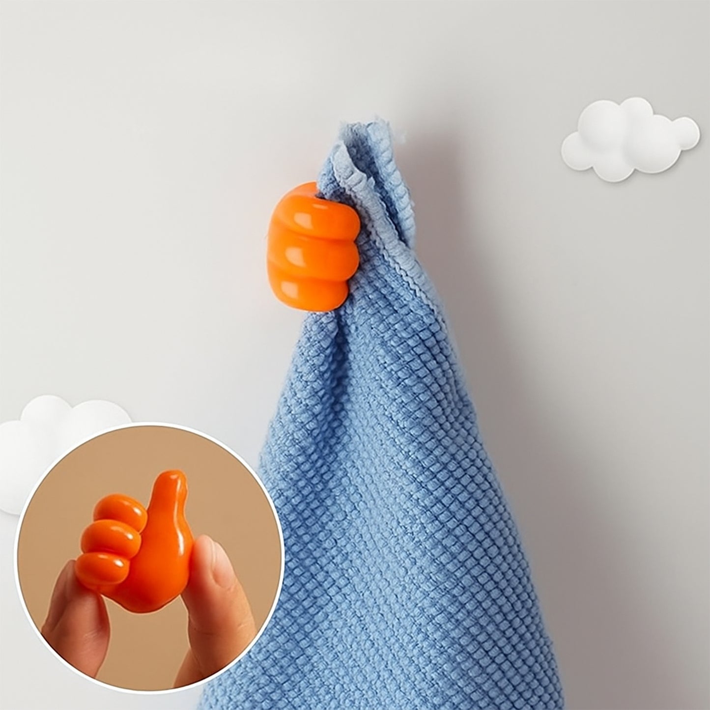 Orange Silicone Hand Shape Wall Hook for Keys & Cables - 1 Pc - Happy Price - Image 3