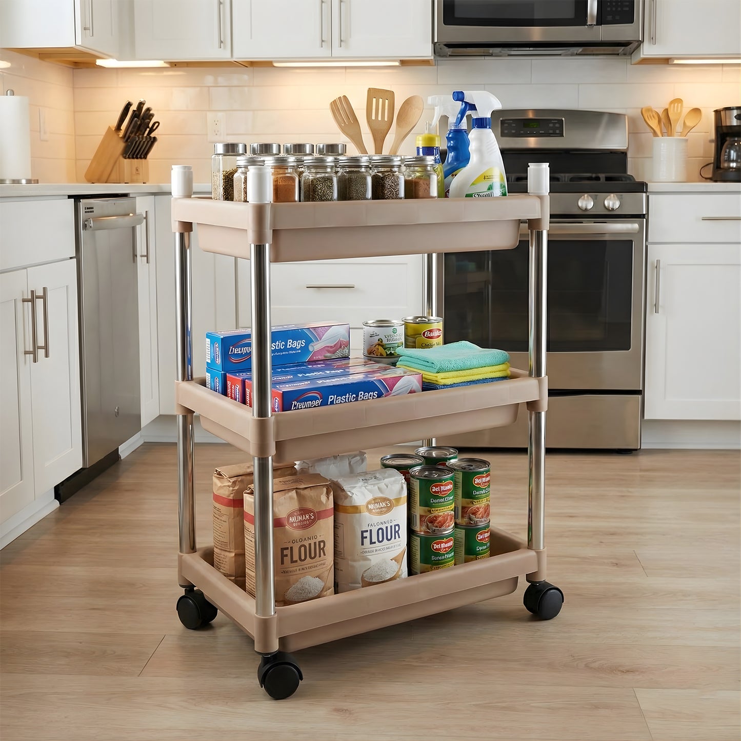 3-Tier Rolling Storage Cart with Wheels - Versatile Organizer - Great Price - Image 3