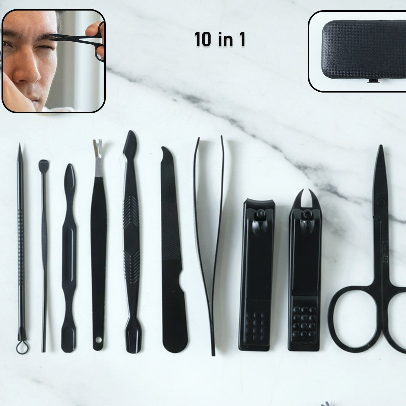 10-Piece Professional Manicure & Pedicure Grooming Kit with Storage Case - Happy Price - Image 1