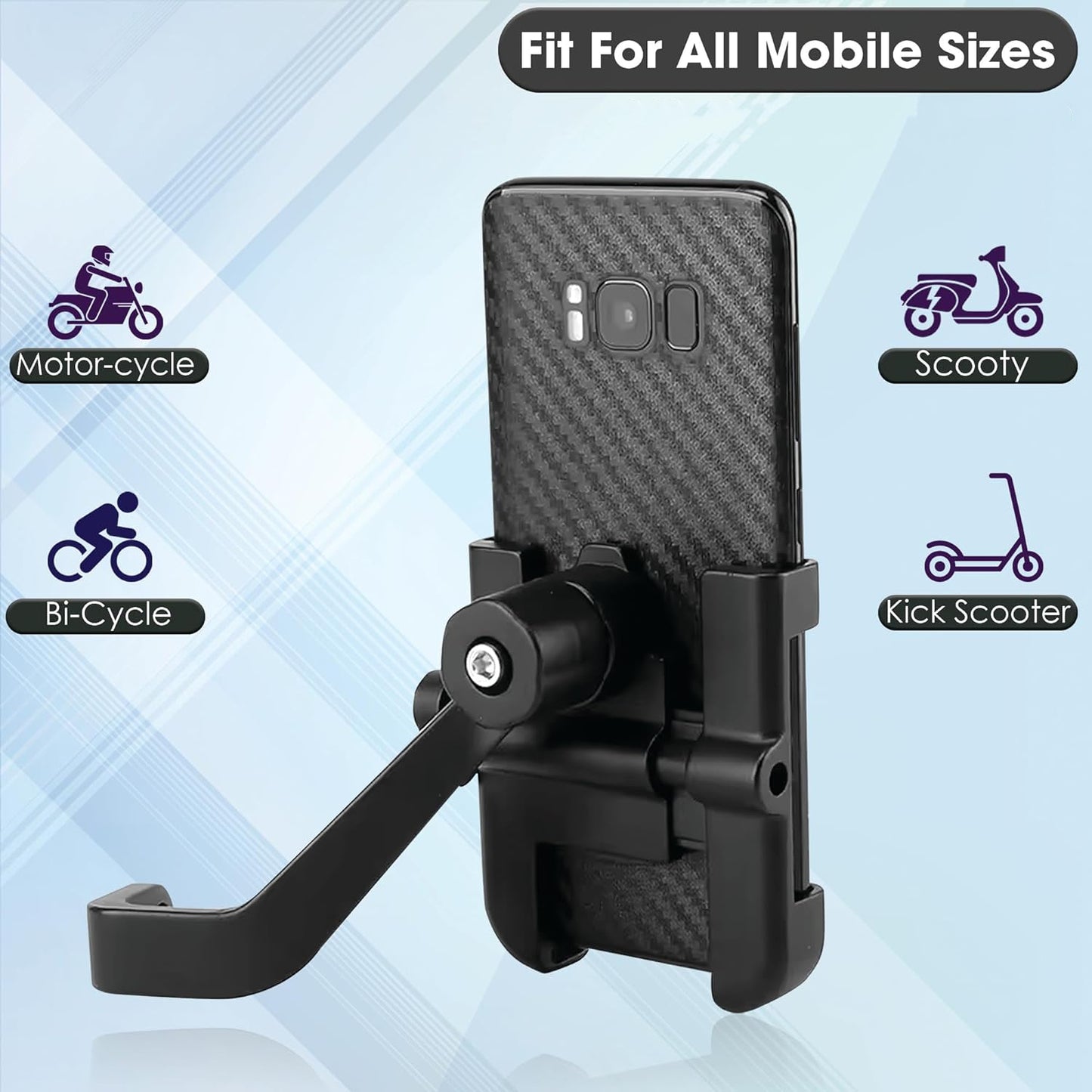 Full Metal Motorcycle & Scooty Mobile Mount Stand, 360° Rotation, Universal Fit for Smartphones - Happy Price - Image 7