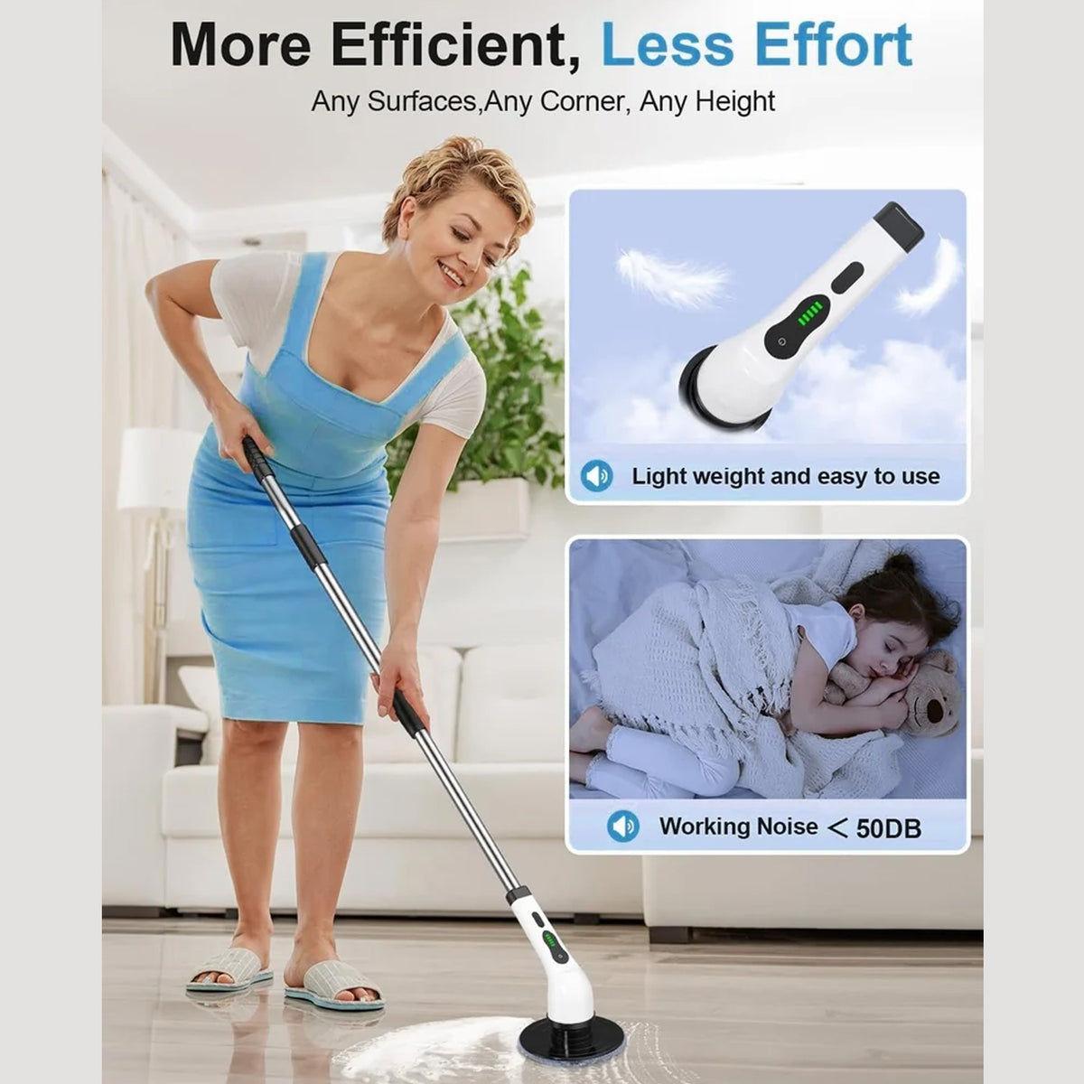 9-in-1 Electric Spin Scrubber Set with Extendable Handle & LCD Display - Happy Price - Image 6