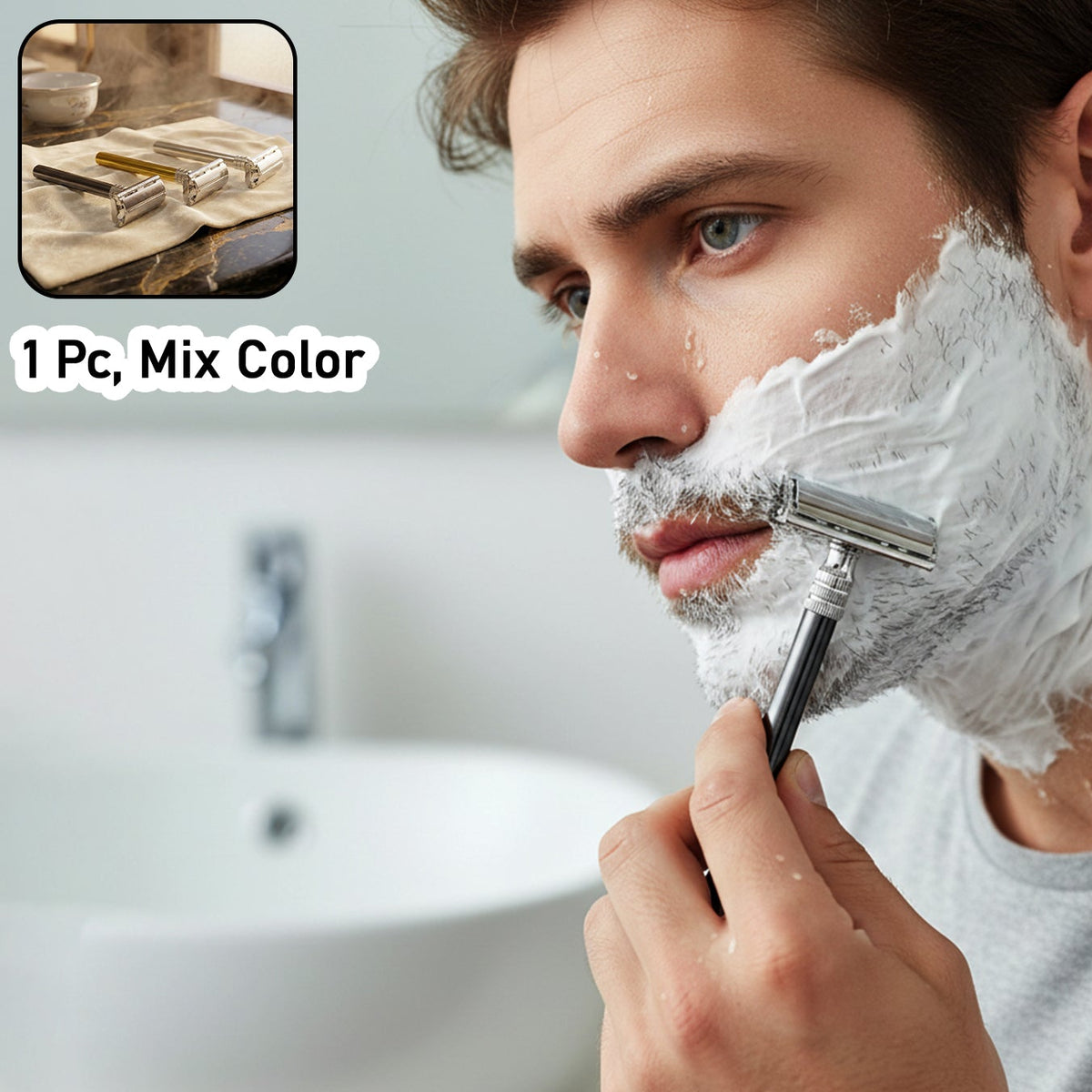 Classic Double Edge Safety Razor for Men - 1 Pc Mix Color - Great Price - Image 1