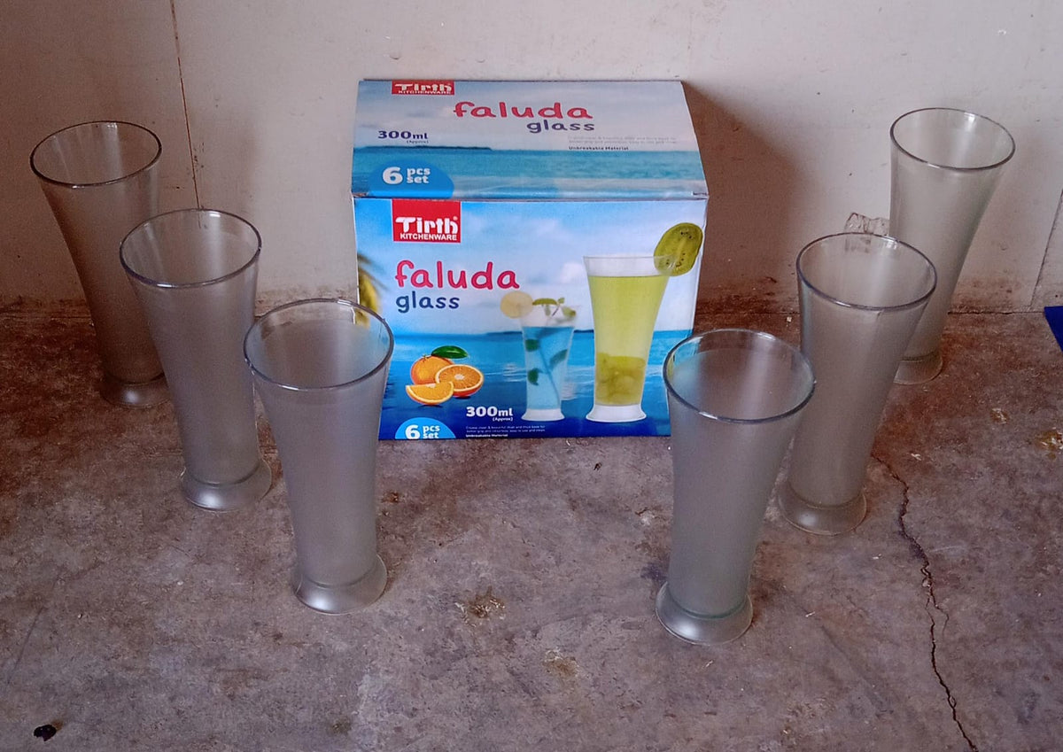 High Quality Faluda Ice Cream Juicer And Water Glasses Set Of 6 Transparent Drinking Water Glasses Stylish Glasses For Faluda Water Juice Glass Set Of 6 Pcs (300 Ml Approx) - Happy Price - Image 7
