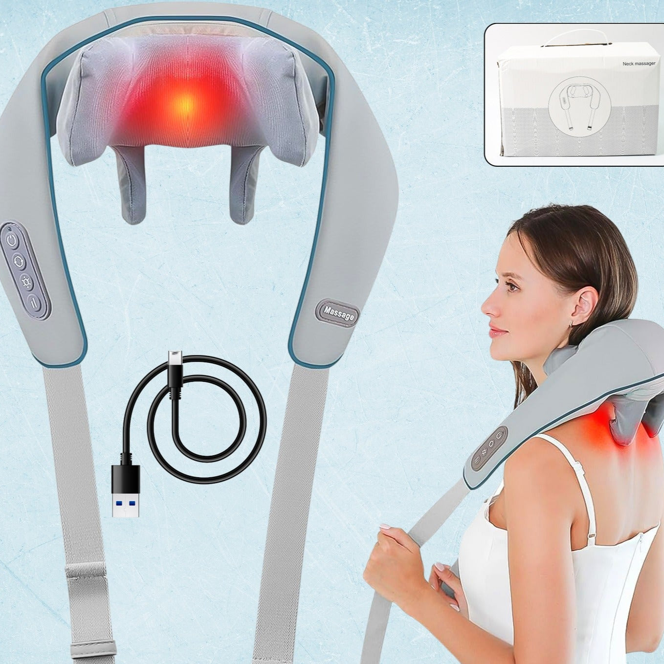 Neck Shoulder Massagers With Heat Electric Rechargeable (1 Pc) - Happy Price - Image 1