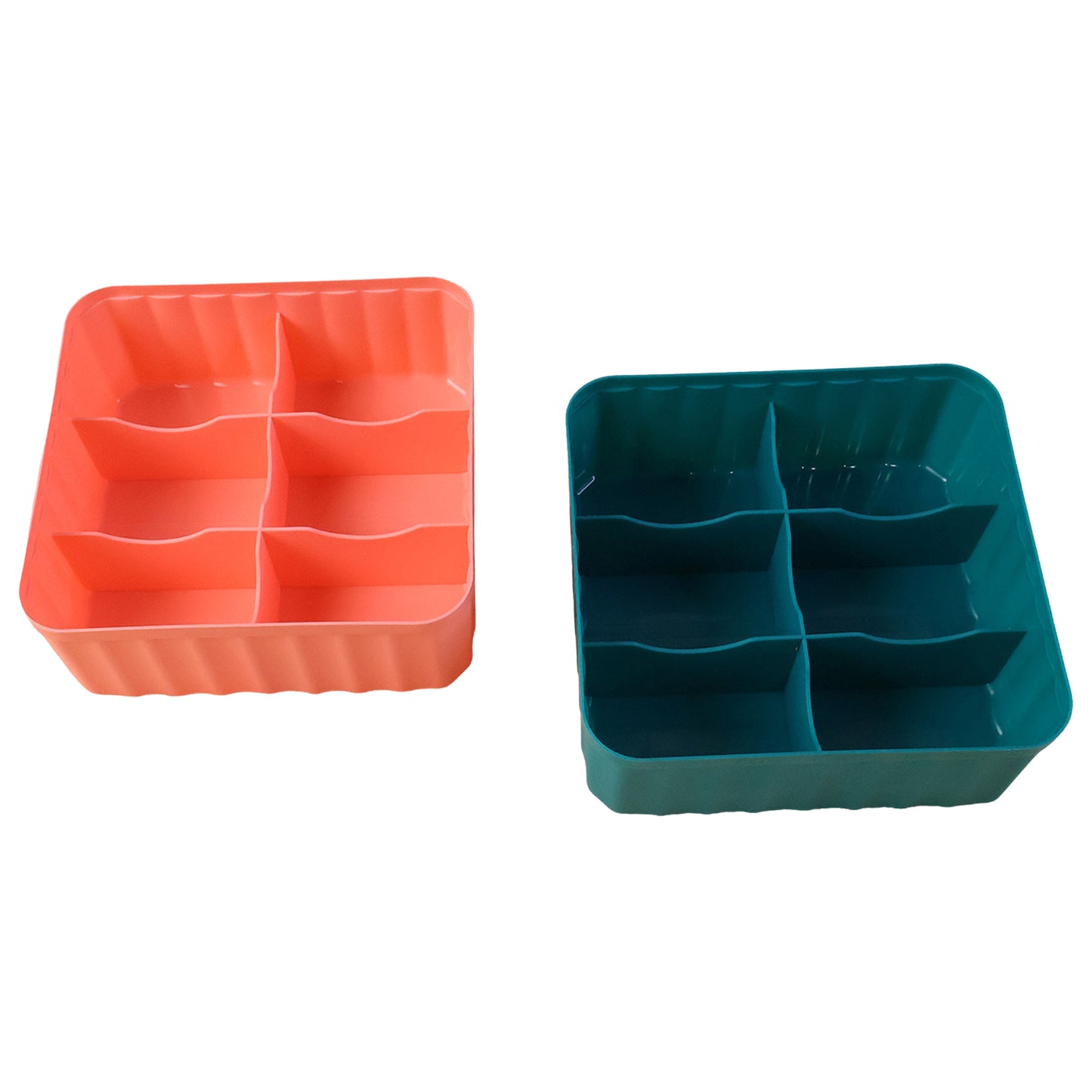 Set of 2 Square Storage Boxes with 6 Compartments Each - Happy Price - Image 2