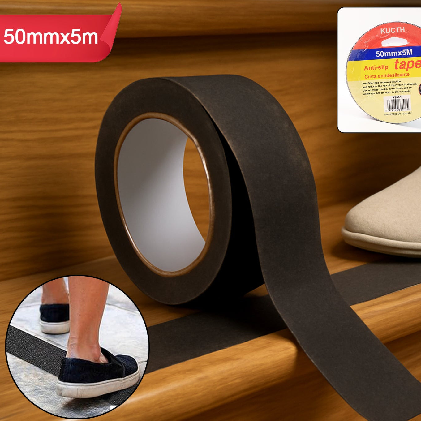 Anti-slip Safety Grip Tape Roll 50mm X 5m (1 Pc) - Happy Price - Image 1