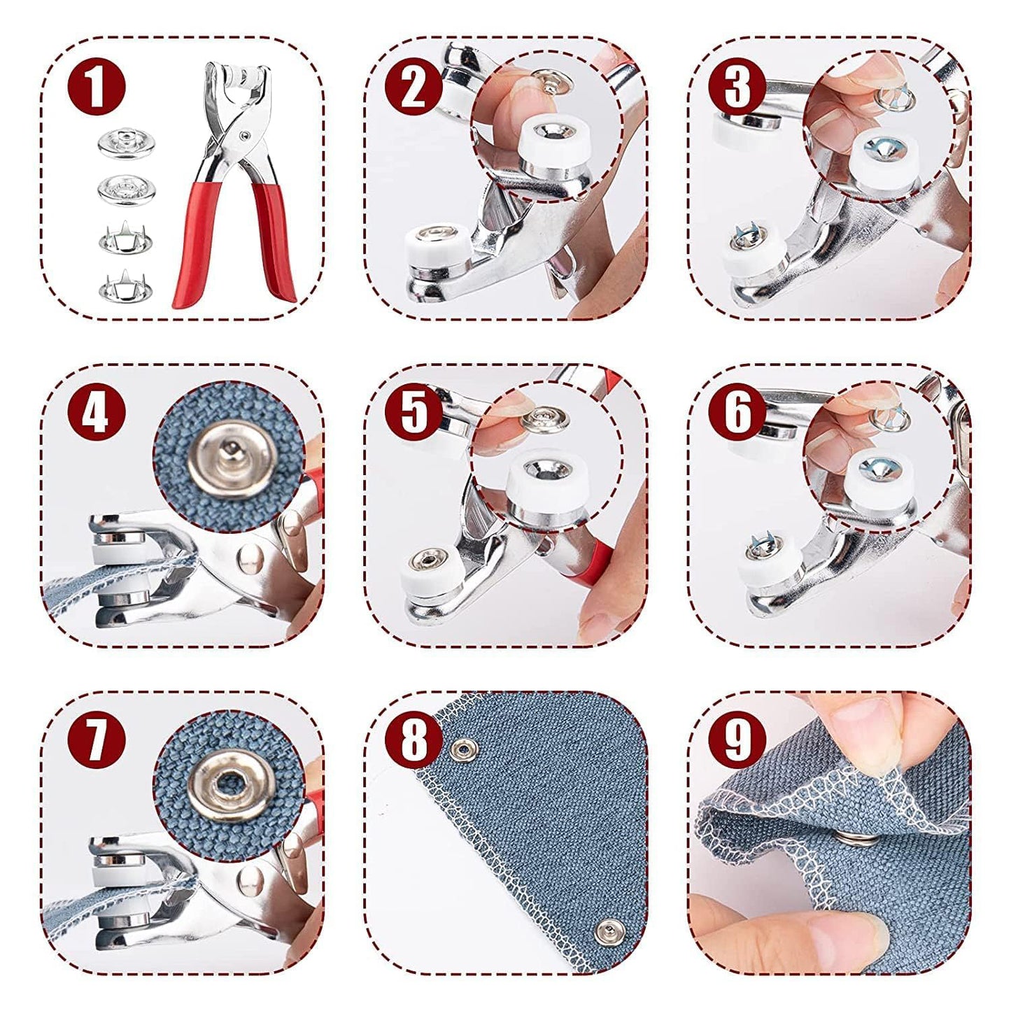 Snap Button Plier Tool Kit with 100+ Assorted Metal Studs - DIY Fastener Set - Great Price - Image 4