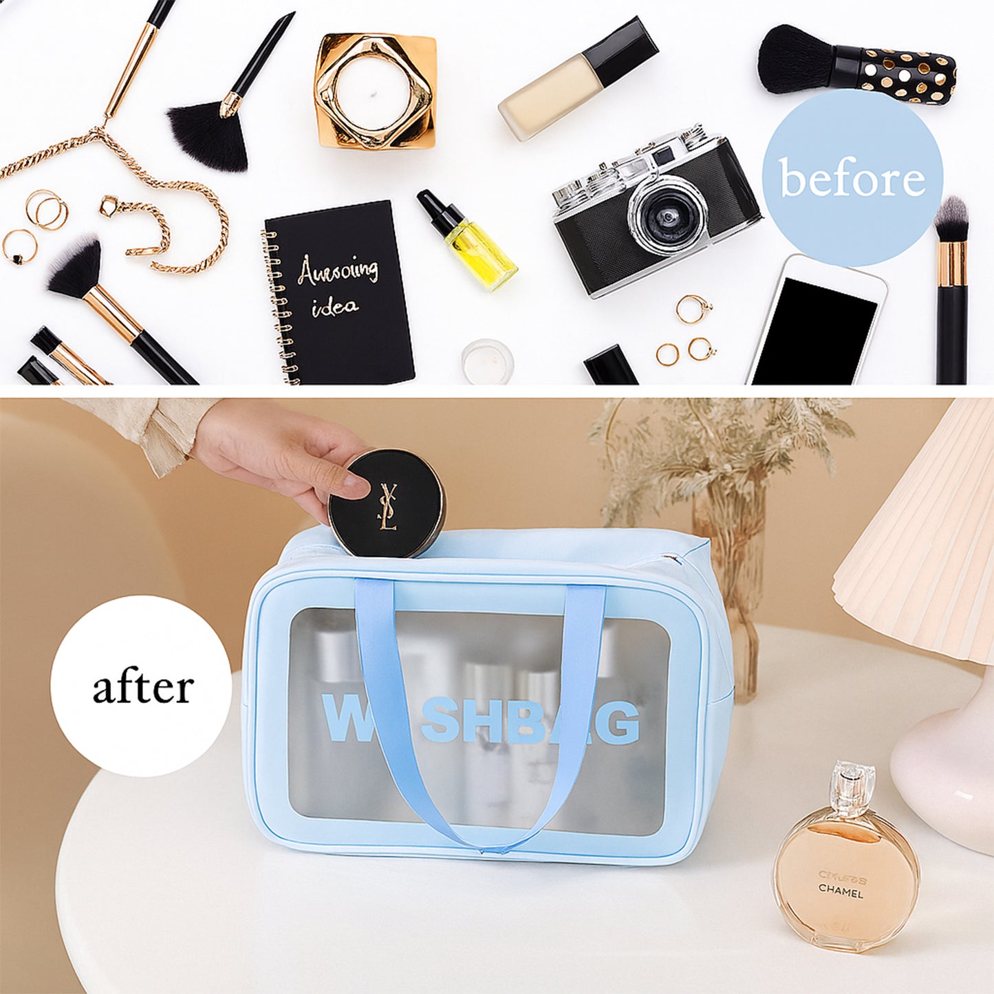 3-in-1 Waterproof Transparent Travel Toiletry Bag Set - Happy Price - Image 6