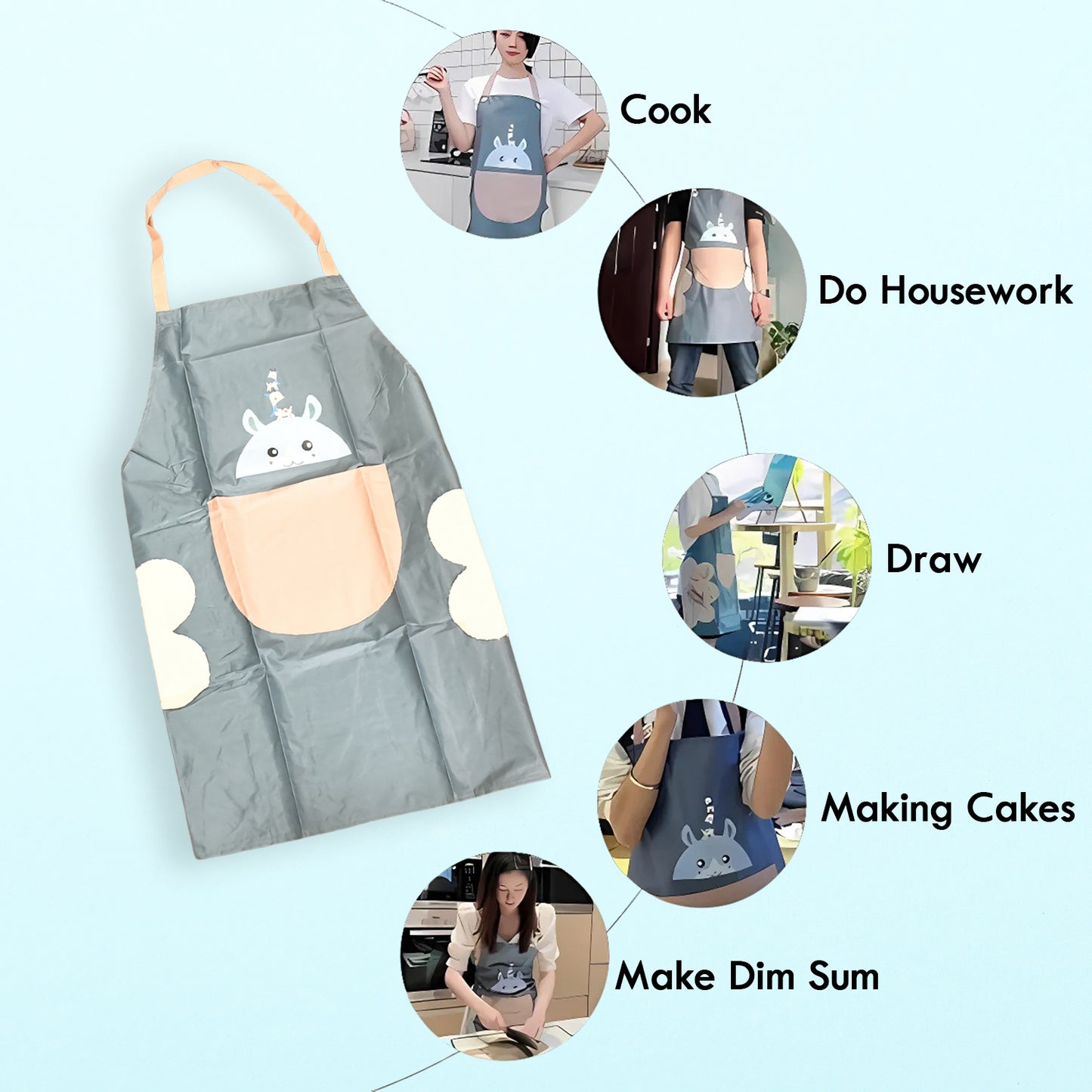 Cute Cartoon Animal Design Kitchen Apron (1 Pc) - Happy Price - Image 6
